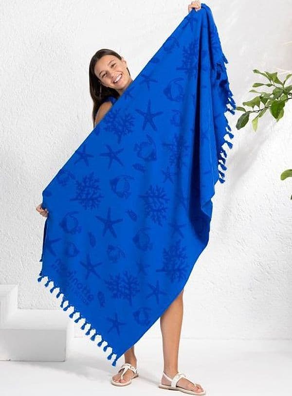 Telo mare spugna velour rasato 90x170 cm - Noi di notte 0442 – blu – tessuto
