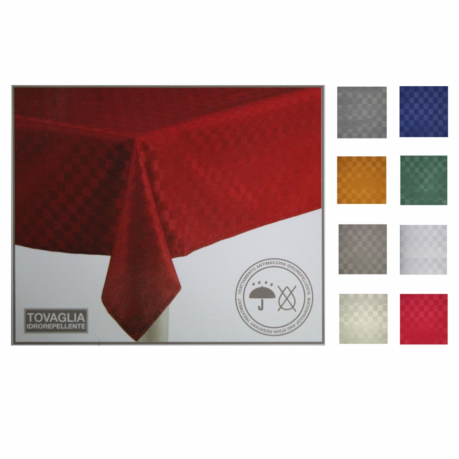 Tovaglia antimacchia quadrotta idrorepellente da 4-6-12-18-24 posti – Verde, 135x355 cm, 18 posti – Preziosa – tessuto