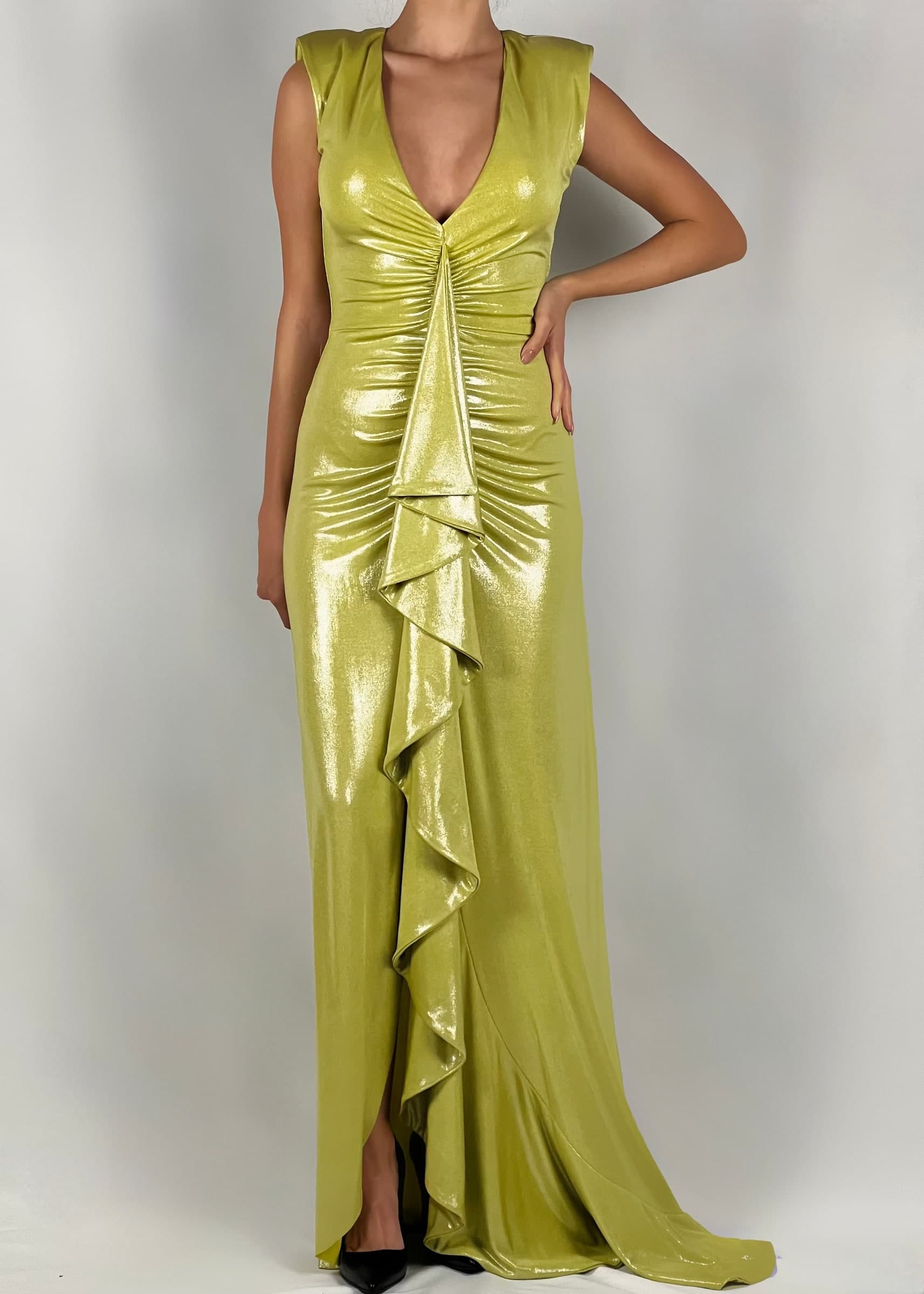 Abito-in-jersey-placcato-lime