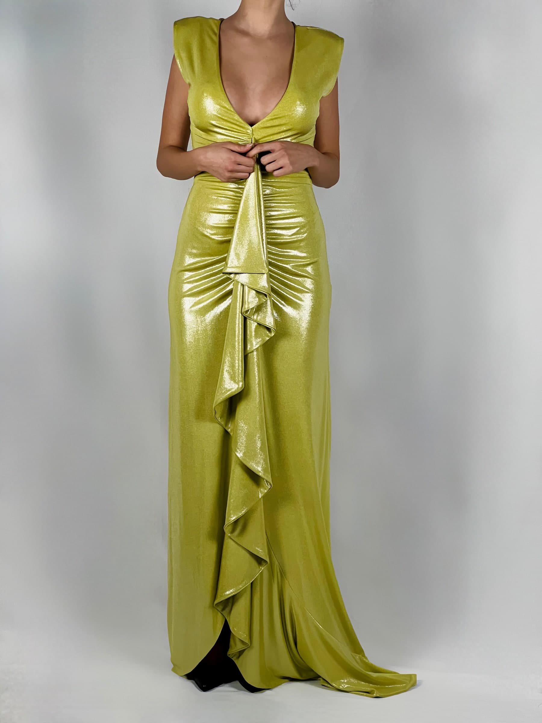Abito in jersey placcato lime - 6