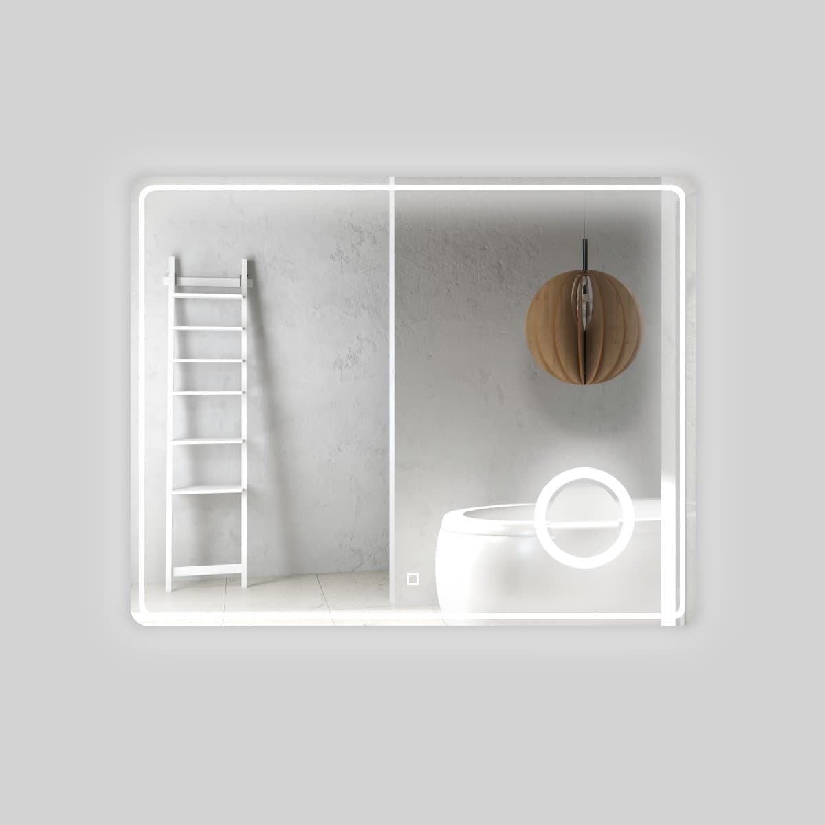 Specchio 5mm Rettangolare Smussato Cornice Led Interruttore Touch Lente - 21