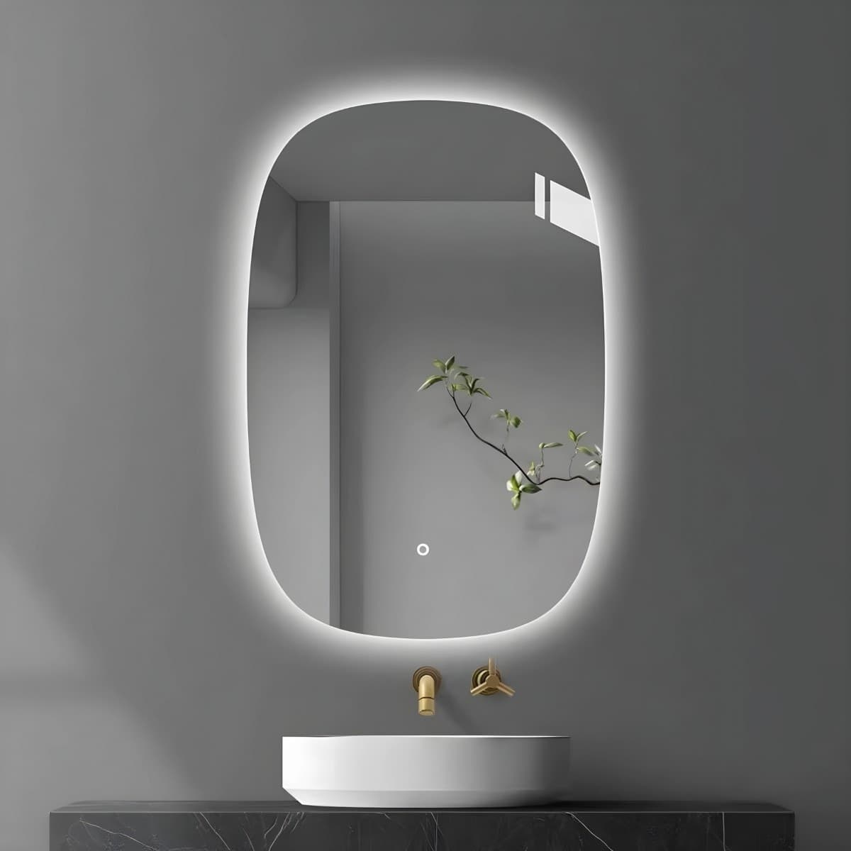 Specchio 5 mm Rettangolare Stondato Retroilluminato Interruttore Touch - 23