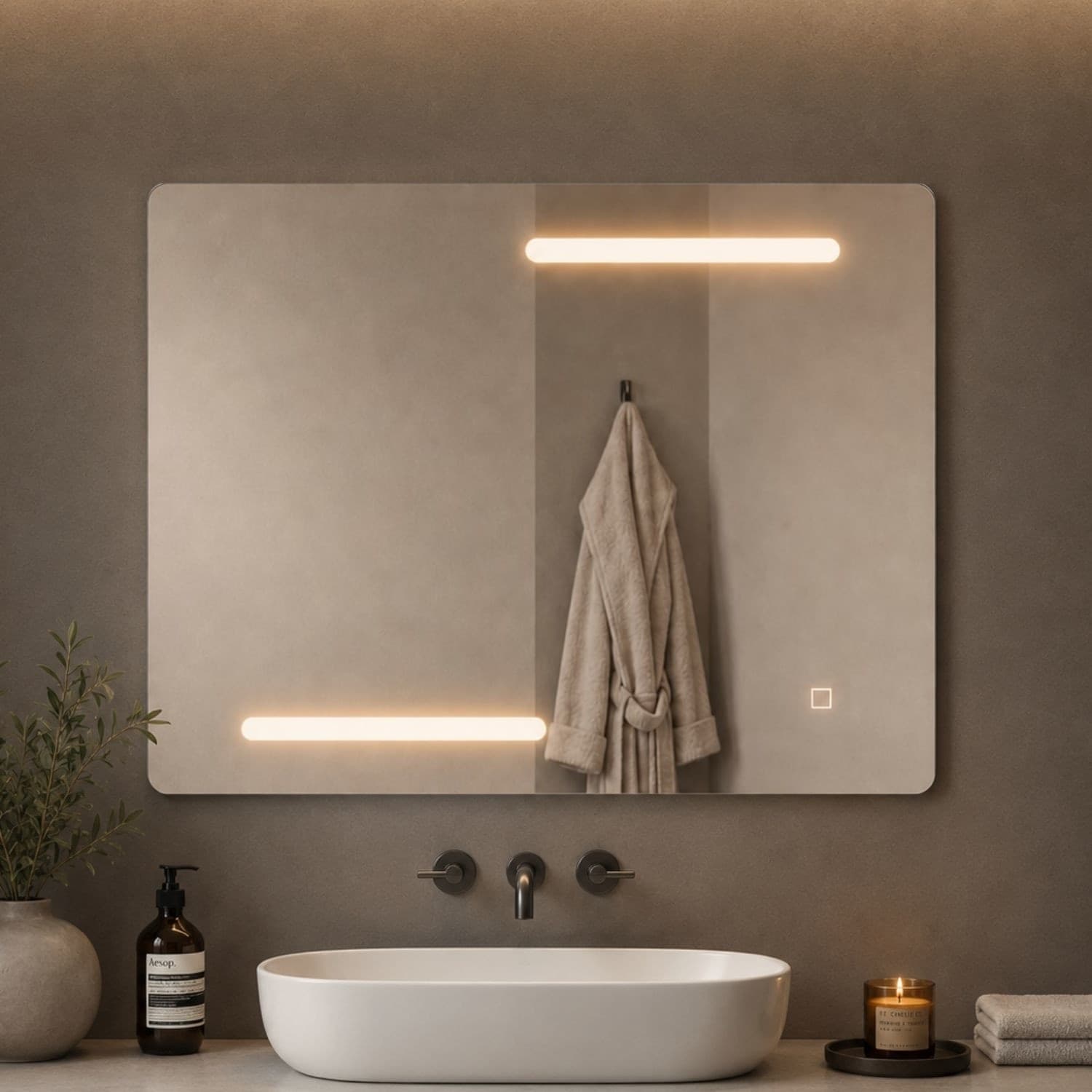 Specchio Rettangolare Led Con Interruttore Touch Elegante E Funzionale - 20