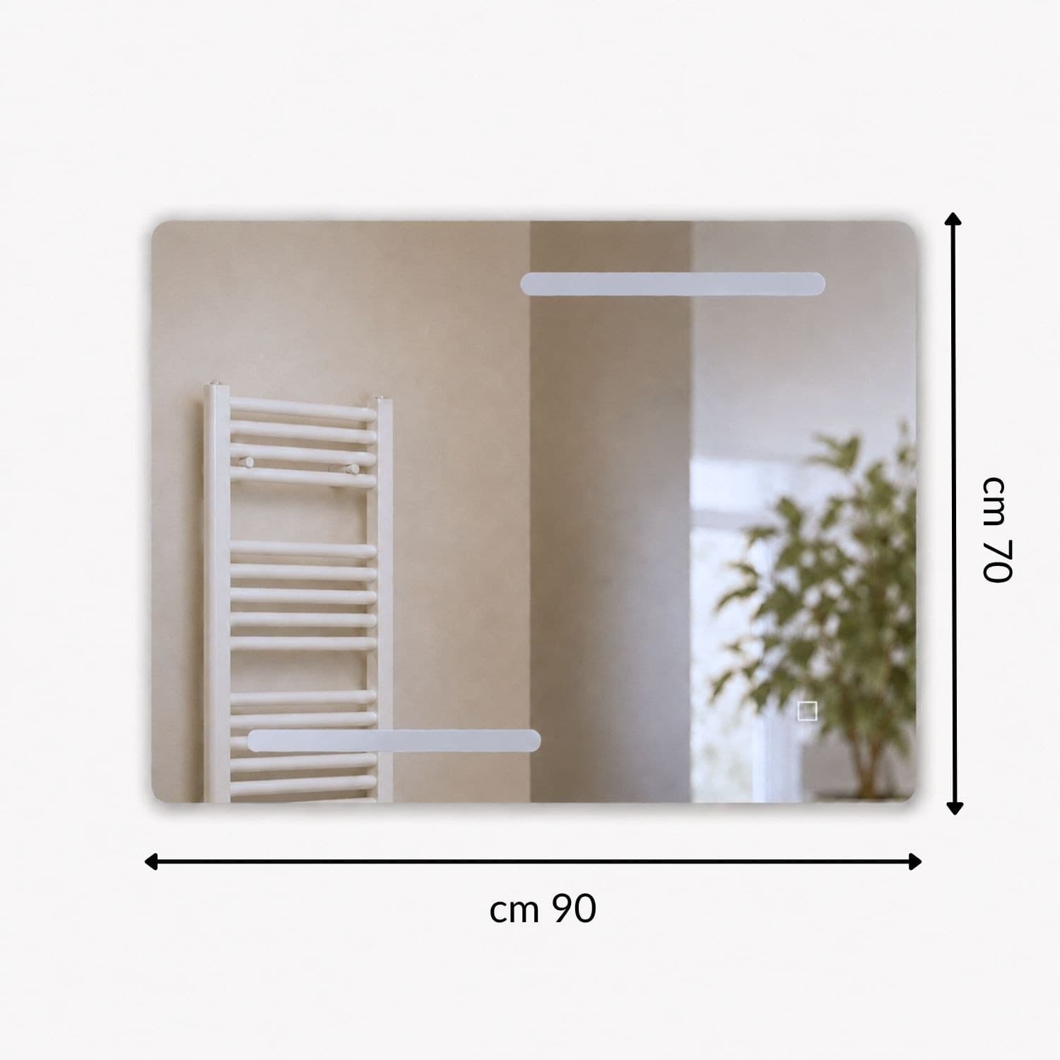 Specchio Rettangolare Led Con Interruttore Touch Elegante E Funzionale - 30