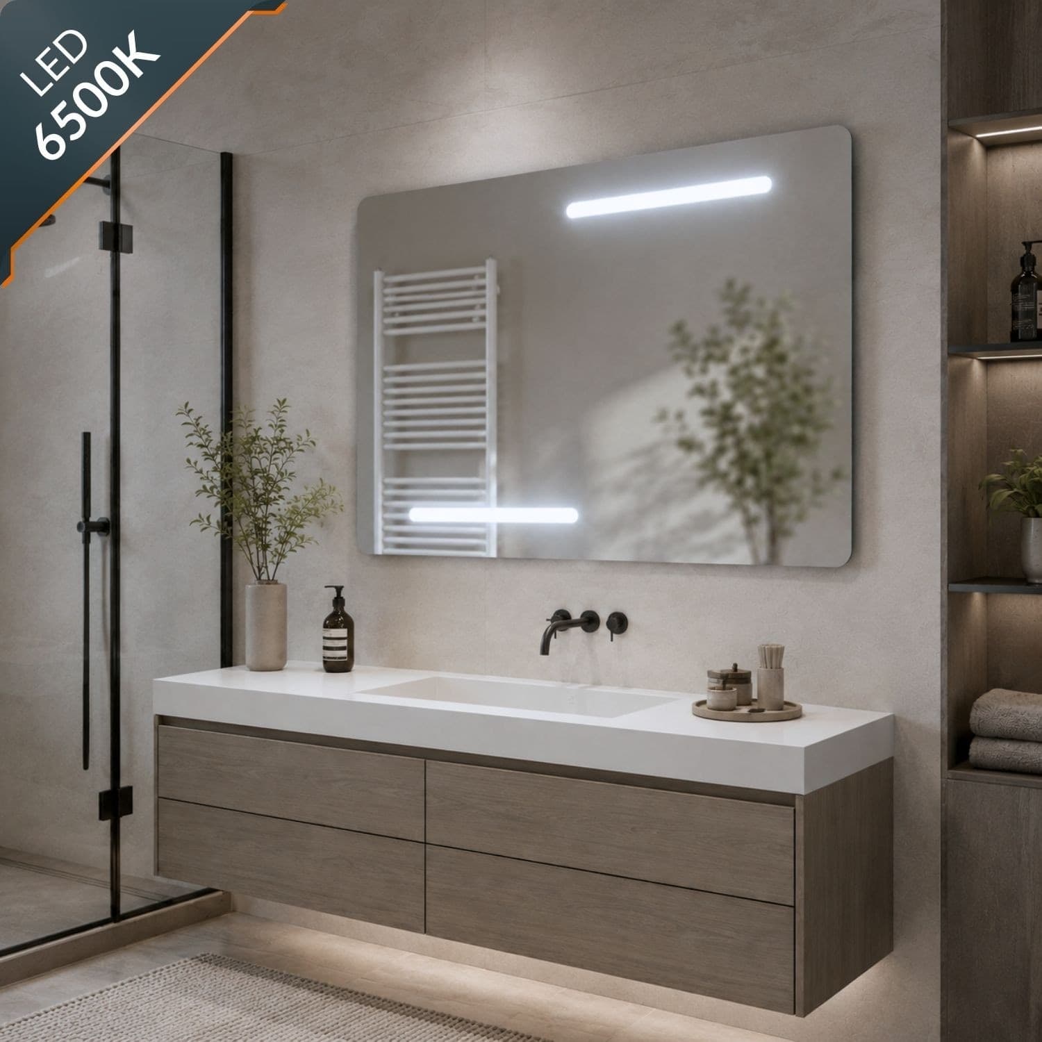 Specchio Rettangolare Led Con Interruttore Touch Elegante E Funzionale - 4