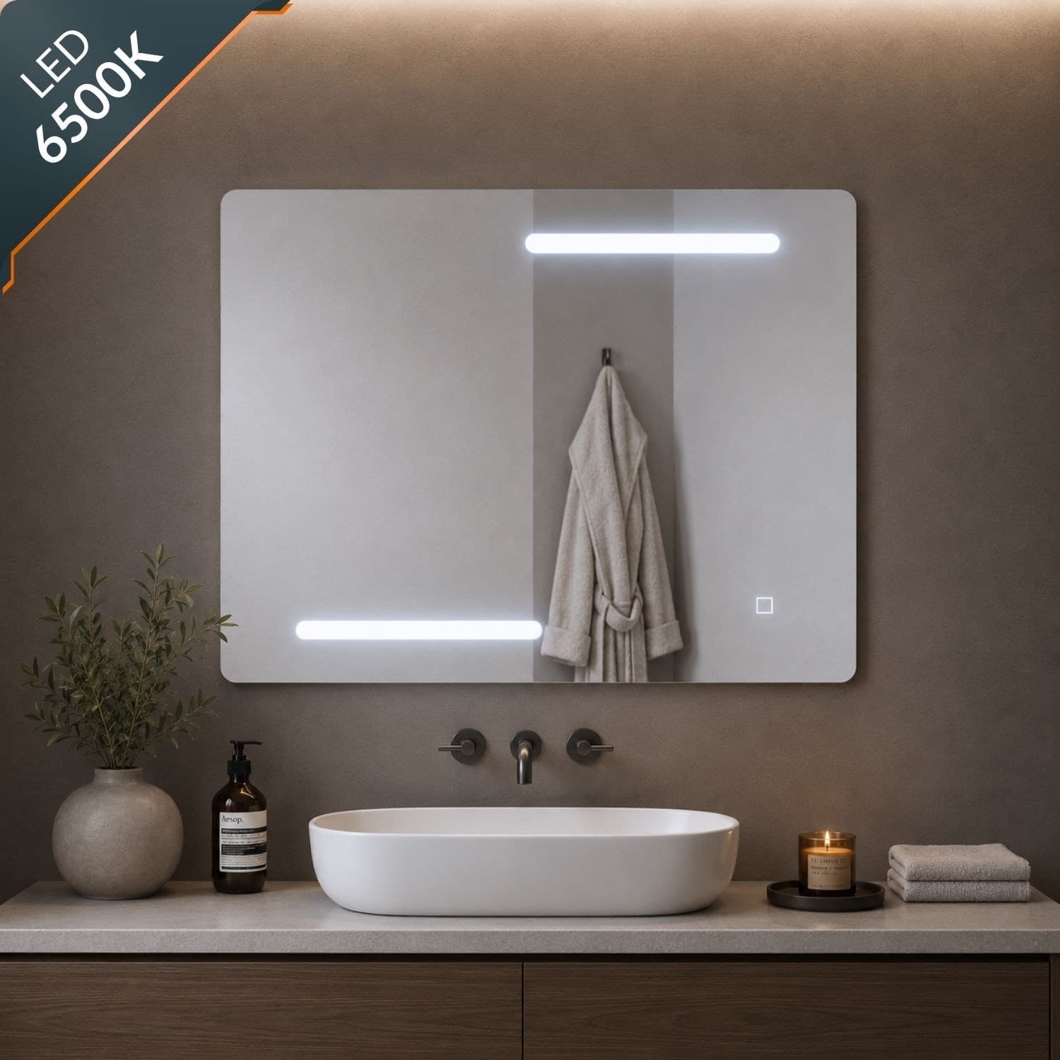 Specchio Rettangolare Led Con Interruttore Touch Elegante E Funzionale - 11