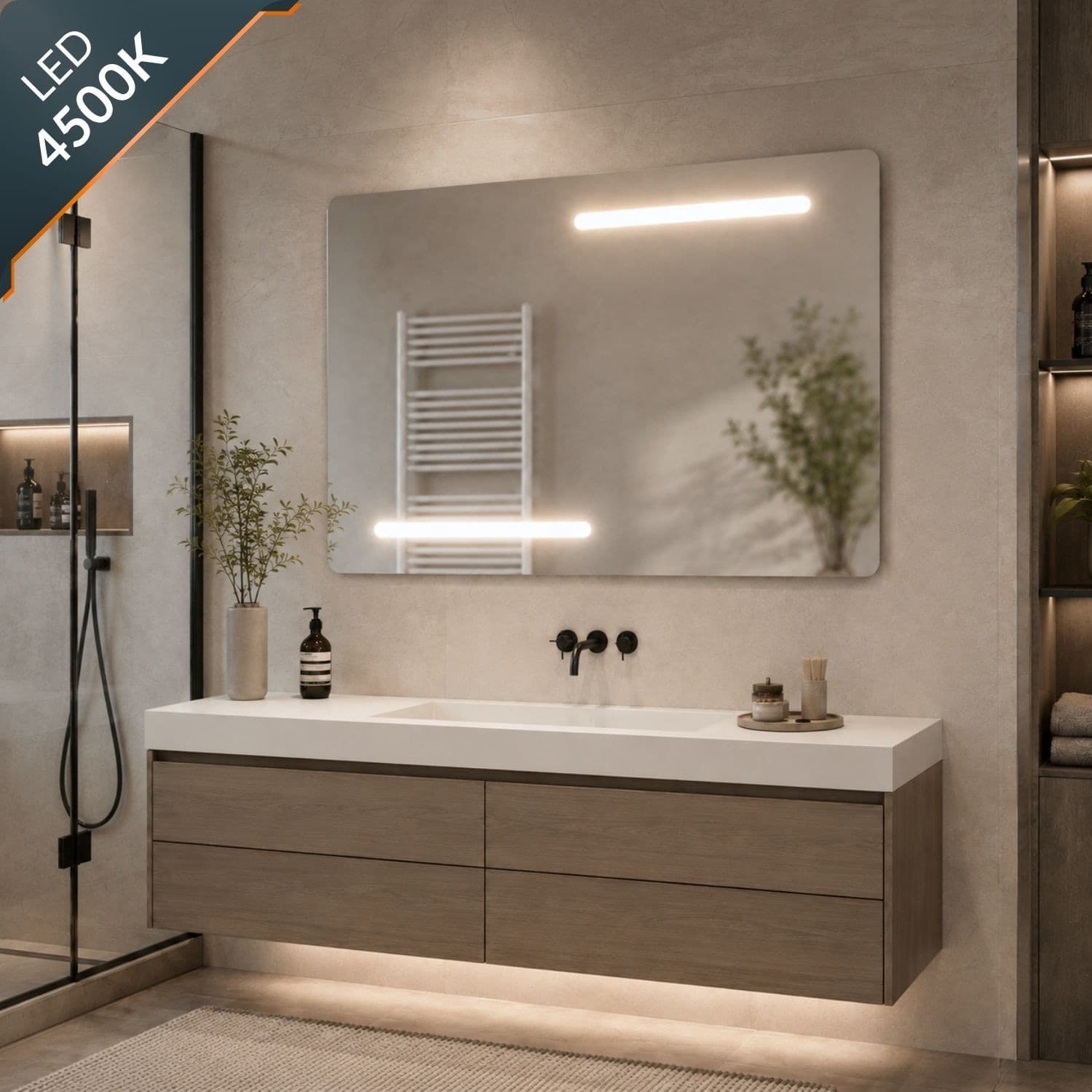 Specchio Rettangolare Led Con Interruttore Touch Elegante E Funzionale - 22