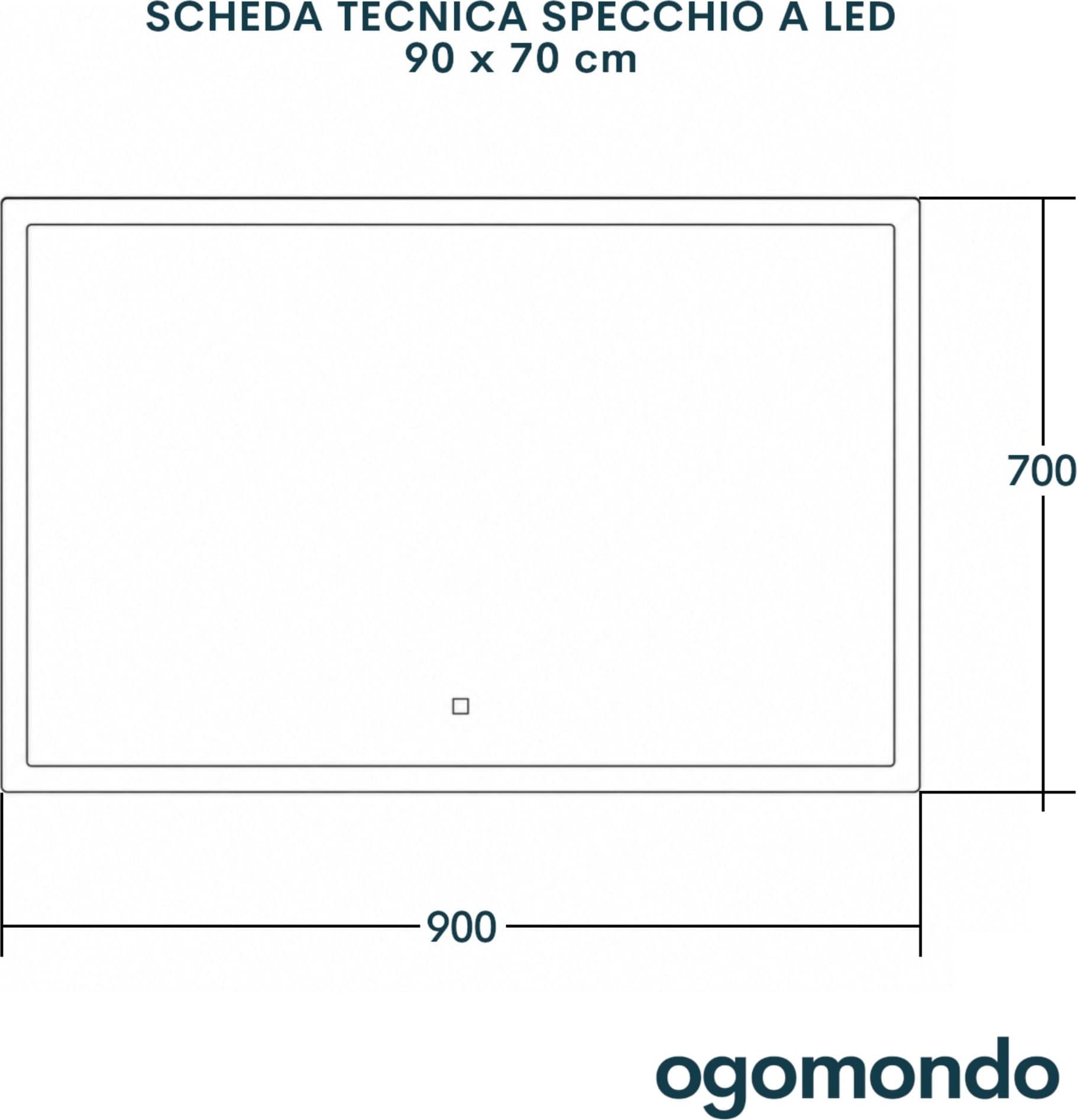 Specchio-5-mm-Rettangolare-Squadrato-Cornice-Led-Interruttore-Touch