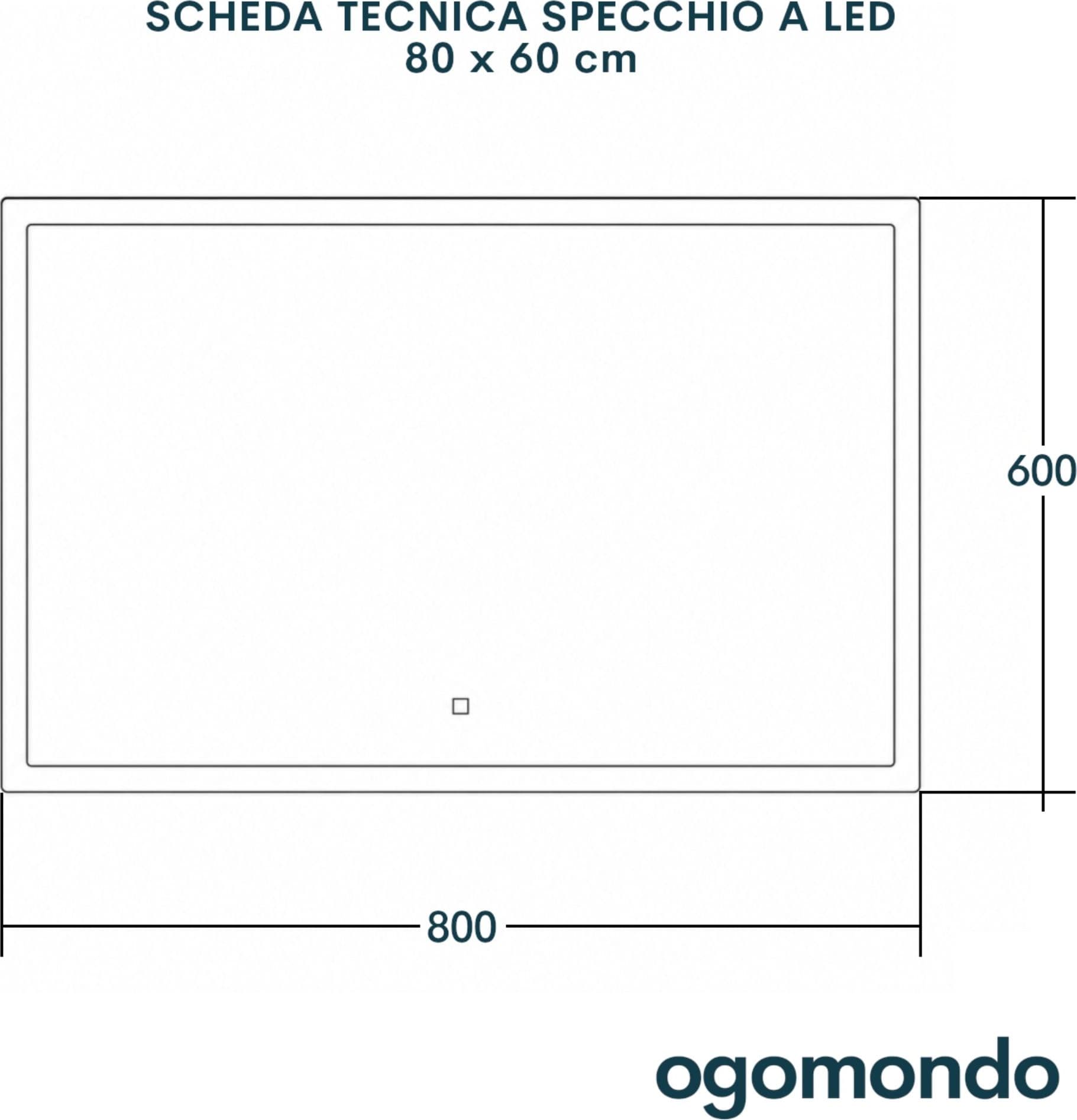 Specchio 5 mm Rettangolare Squadrato Cornice Led Interruttore Touch - 30