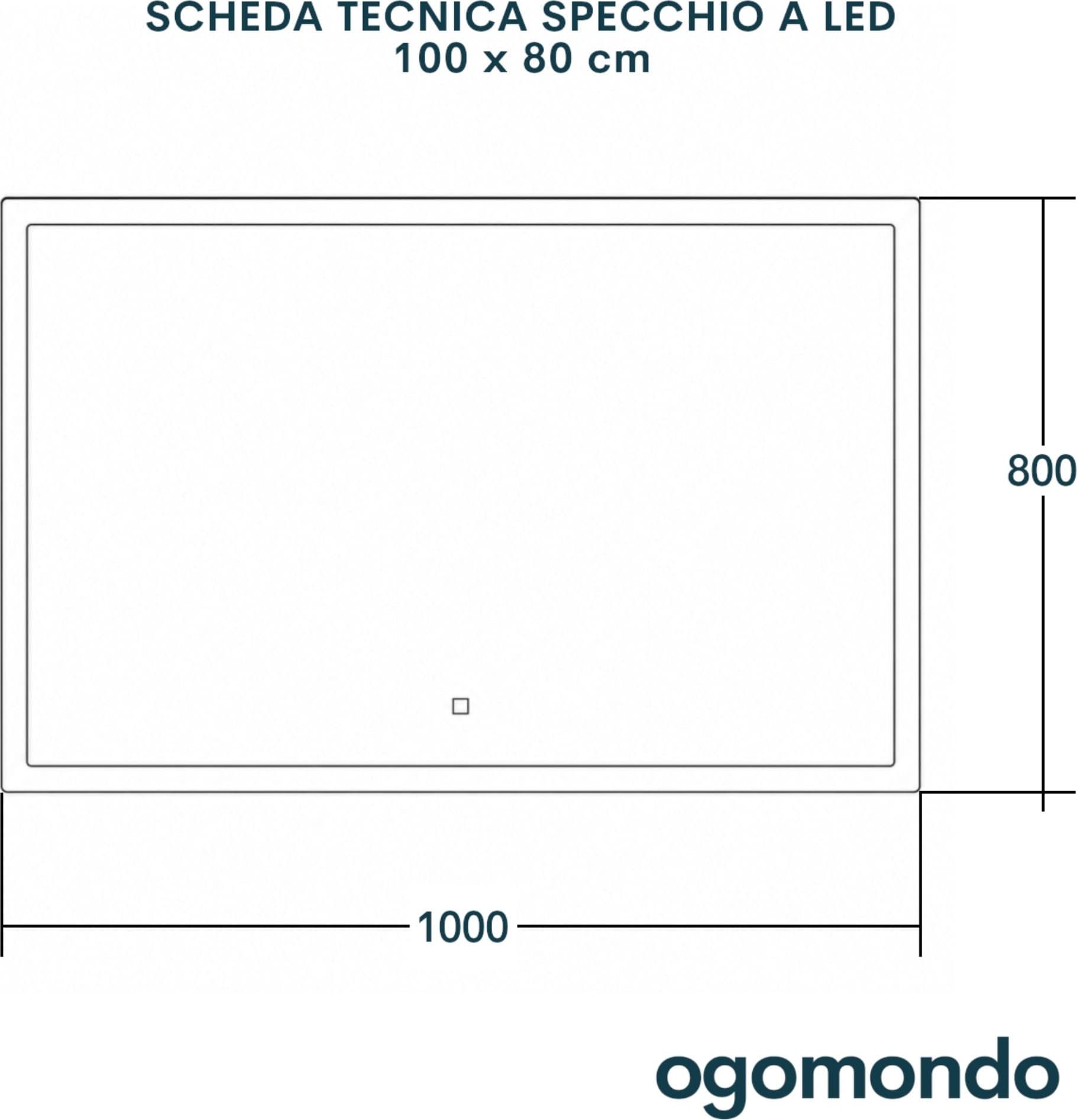 Specchio 5 mm Rettangolare Squadrato Cornice Led Interruttore Touch - 42