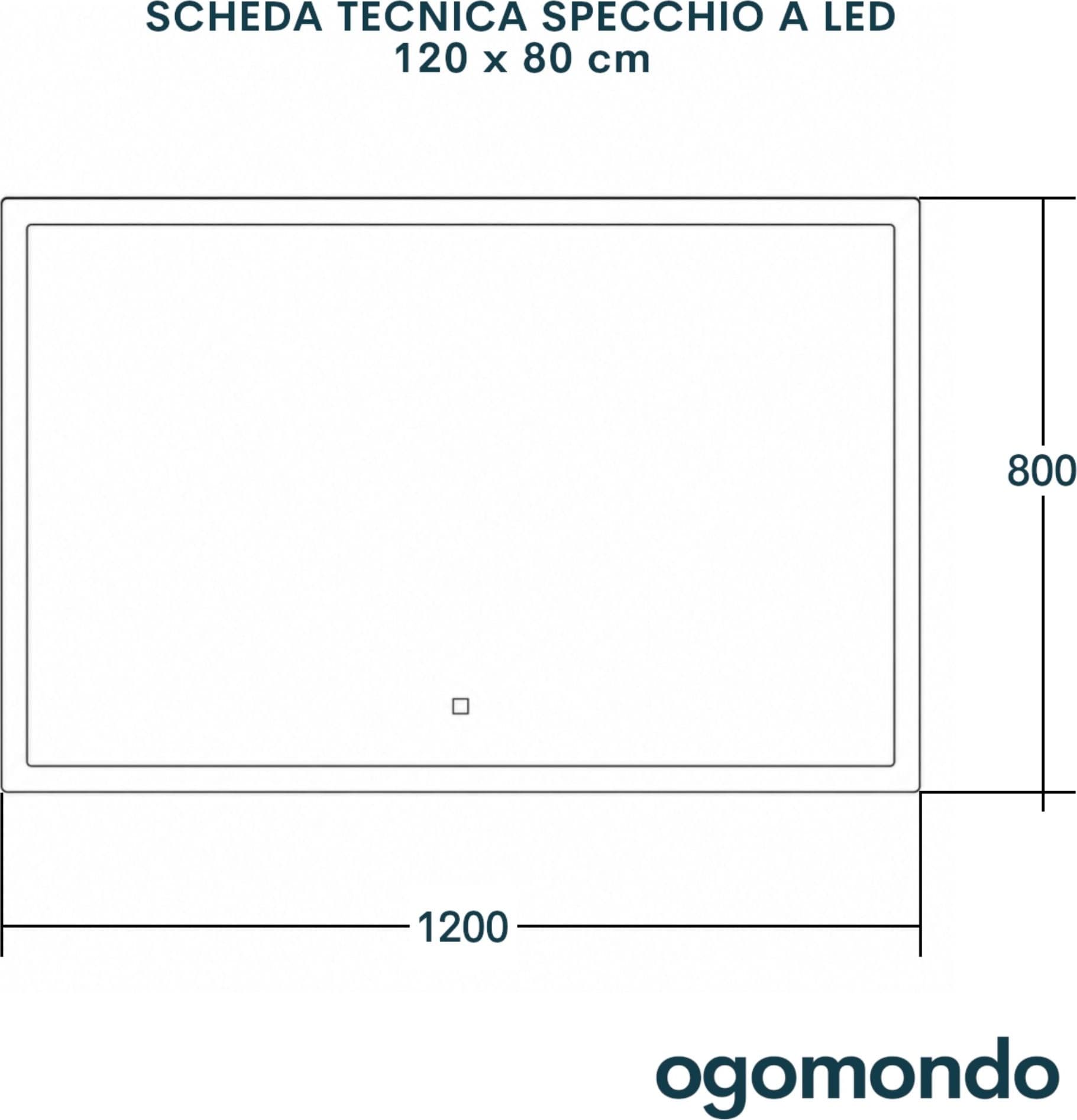 Specchio 5 mm Rettangolare Squadrato Cornice Led Interruttore Touch - 48