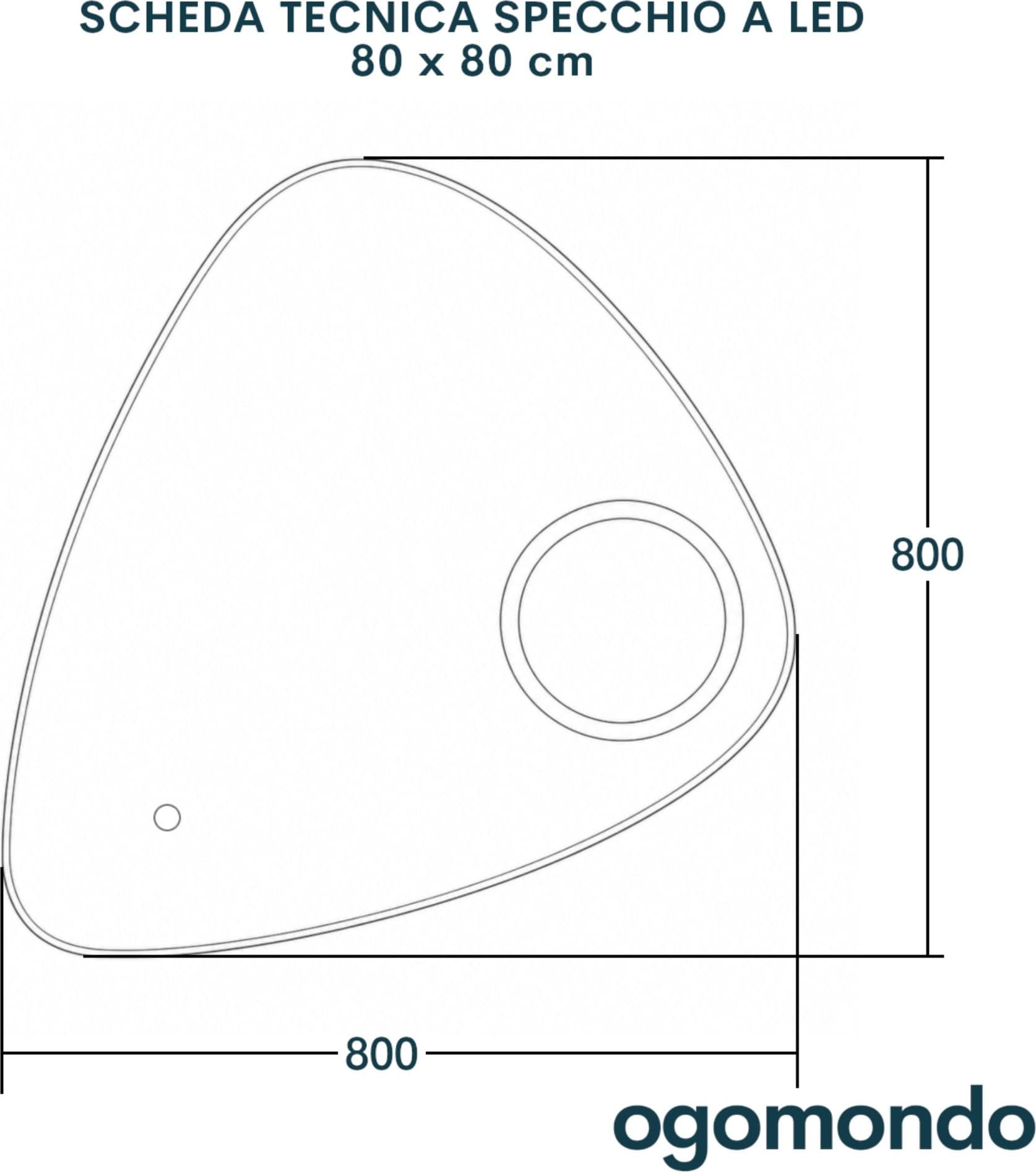 Specchio-5-mm-Triangolare-Smussato-Led-Interruttore-Touch-Alluminio-MDF