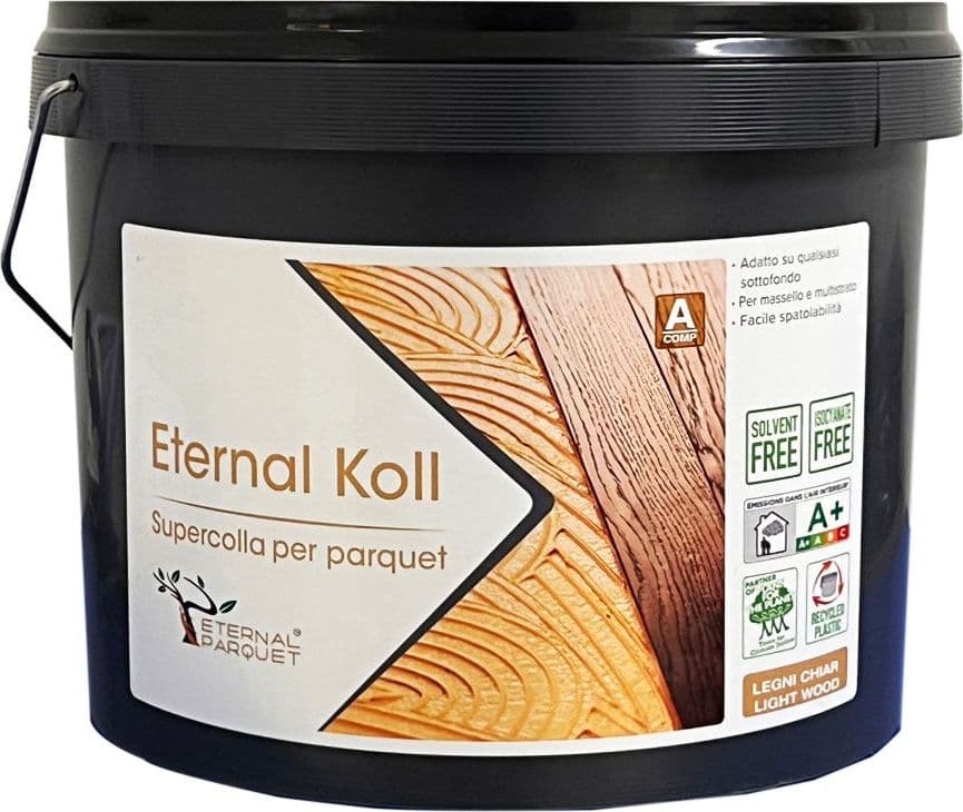 ETERNAL KOLL super - colla Bicomponente esente da solventi e isocianati per tutti i tipi di PARQUET 11kg (10+1) classe A+ Eternal Parquet