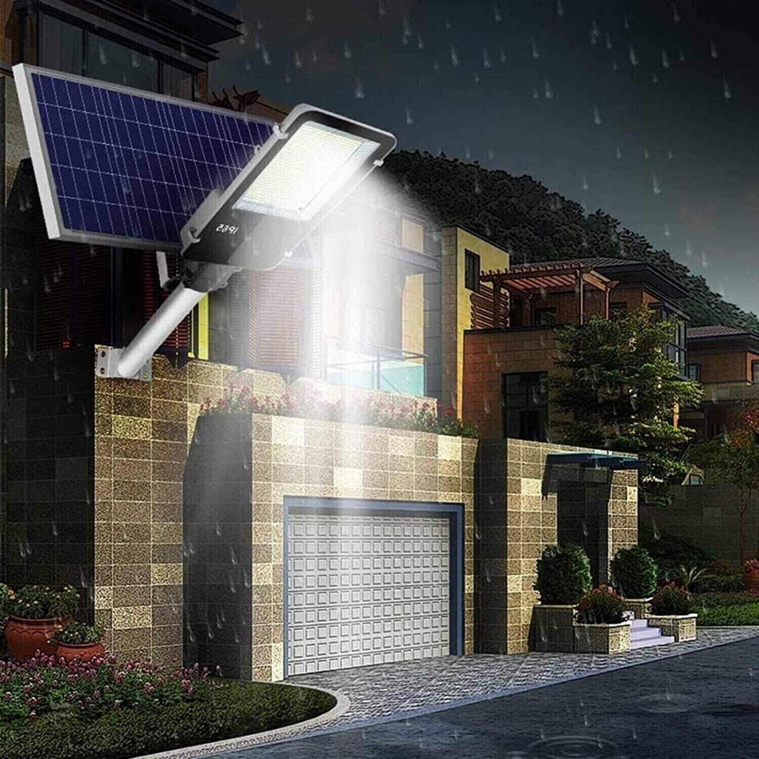 Lampione Stradale LED 1000W Completo di pannello SOLARE Telecomando e STAFFA Luce 6500K IP67 - 3