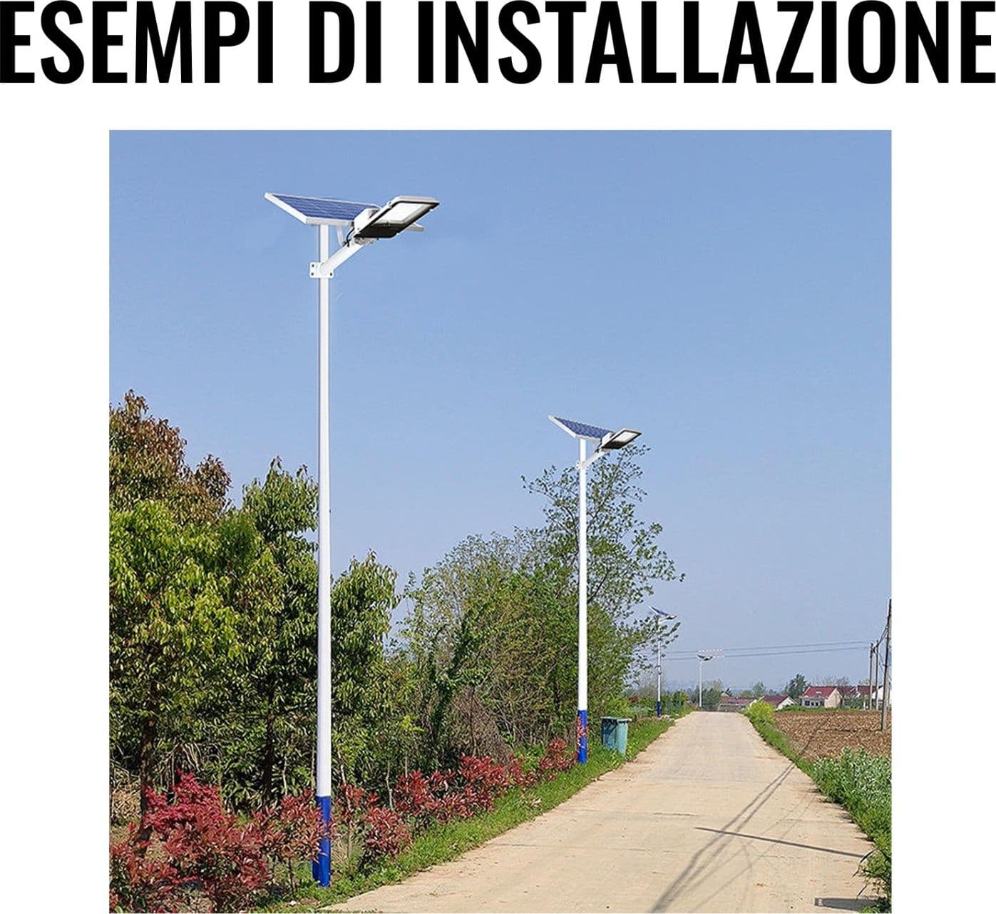 Lampione Stradale LED 1000W Completo di pannello SOLARE Telecomando e STAFFA Luce 6500K IP67 - 10