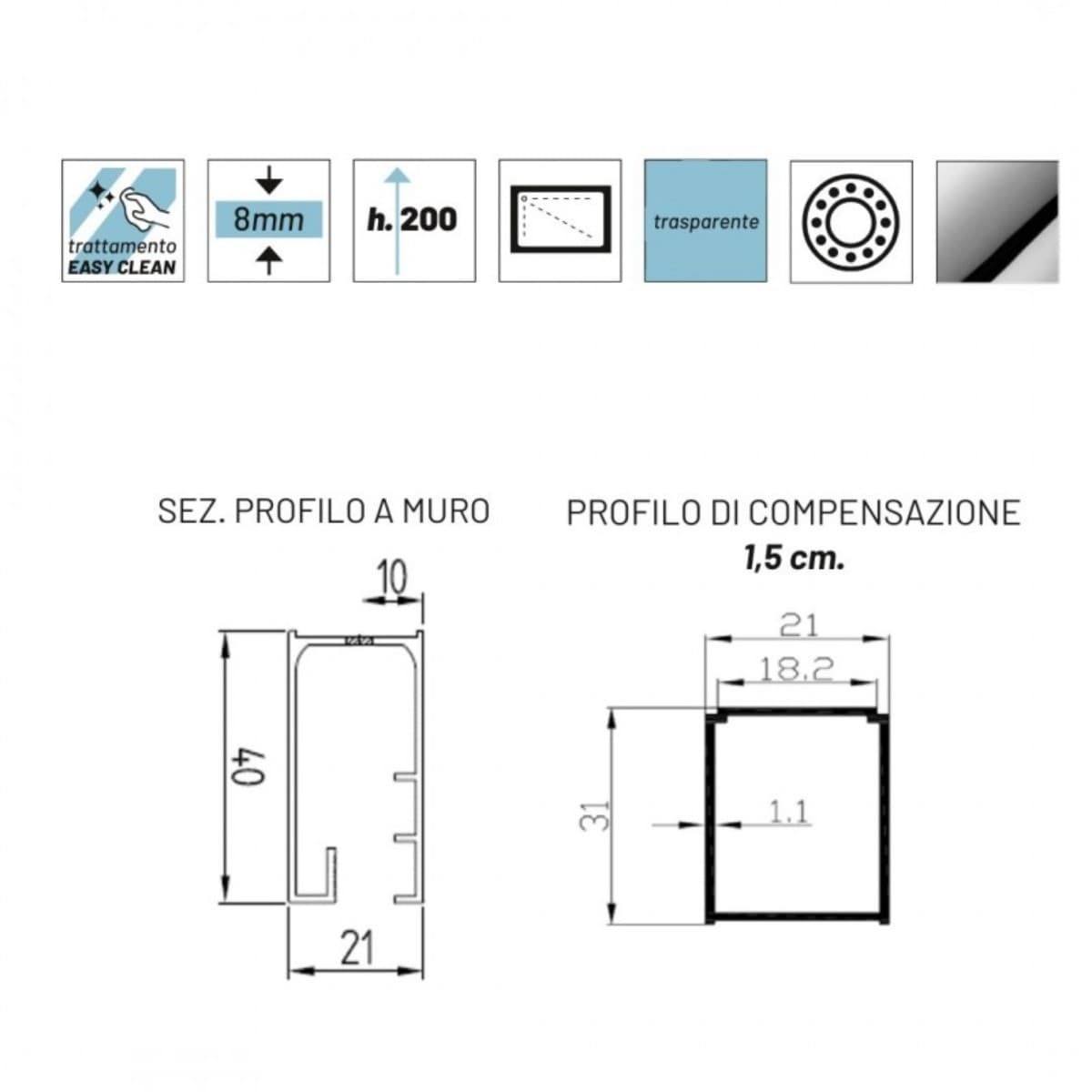 Box Doccia Scorrevole Trasparente Anticalcare 8mm h200 BARCLAY - 5