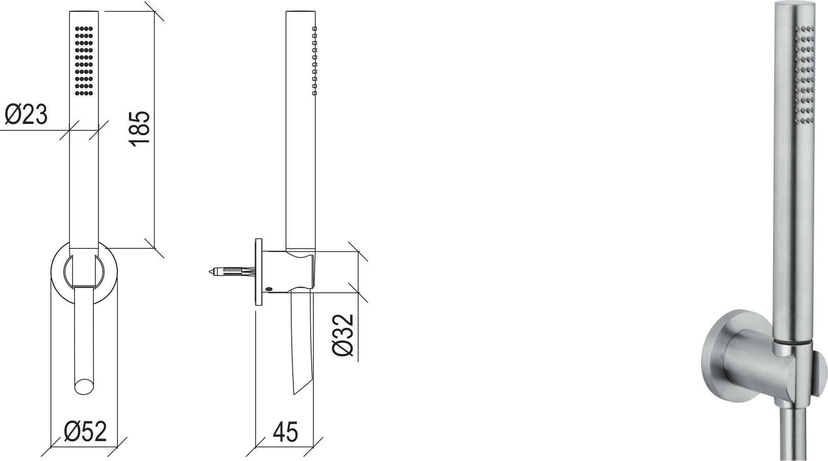 Set doccia in acciaio inox 316L con doccetta anticalcare di Tubico Tevere - 2