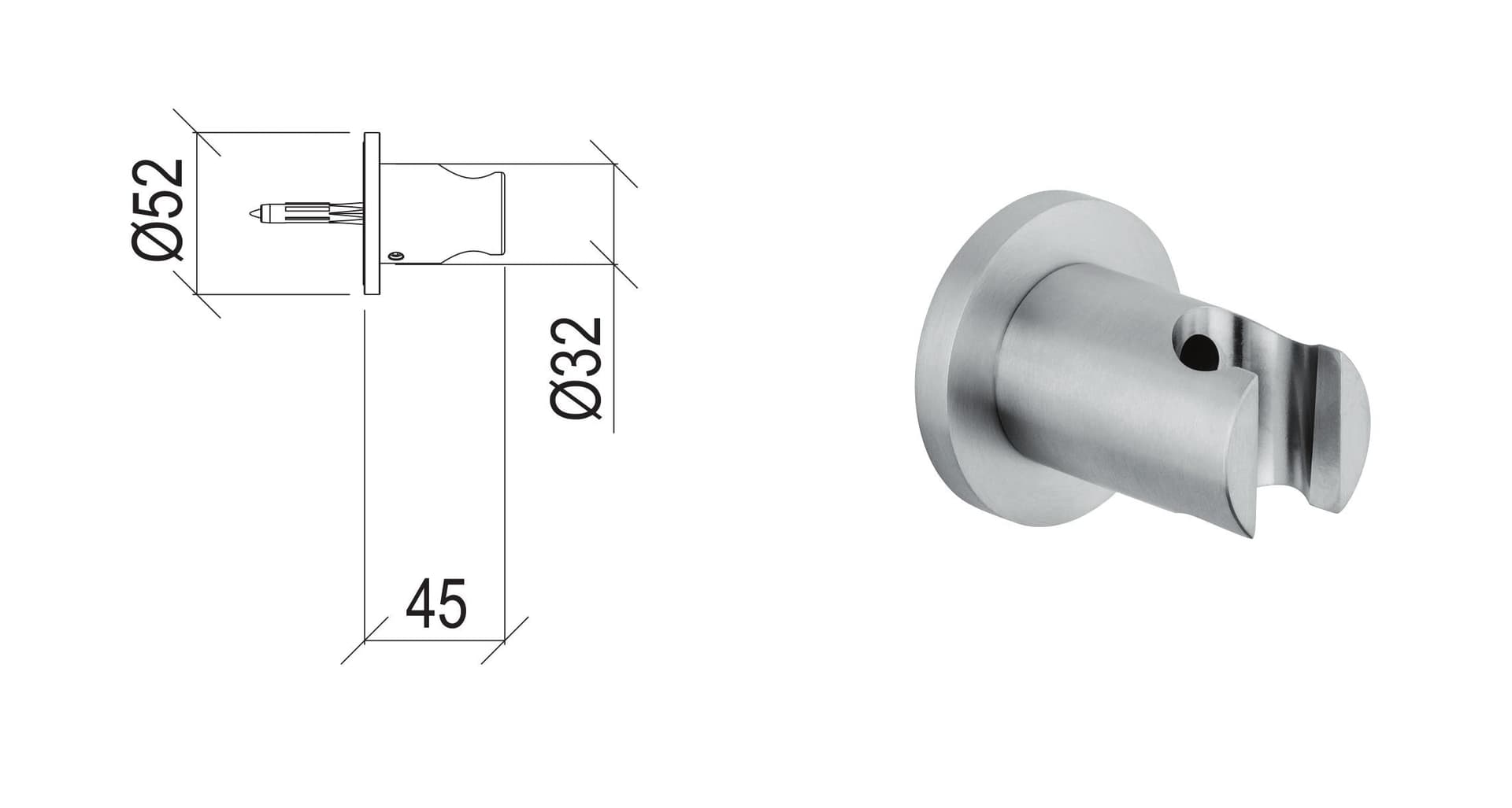 Supporto per doccia fisso tondo in acciaio inox 316L di Tubico Tevere - 2