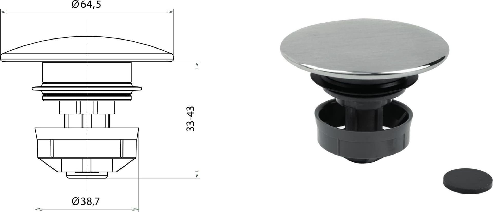 Kit universale per scarico automatico a pulsante in acciaio inox di Tubico Nilo - 2