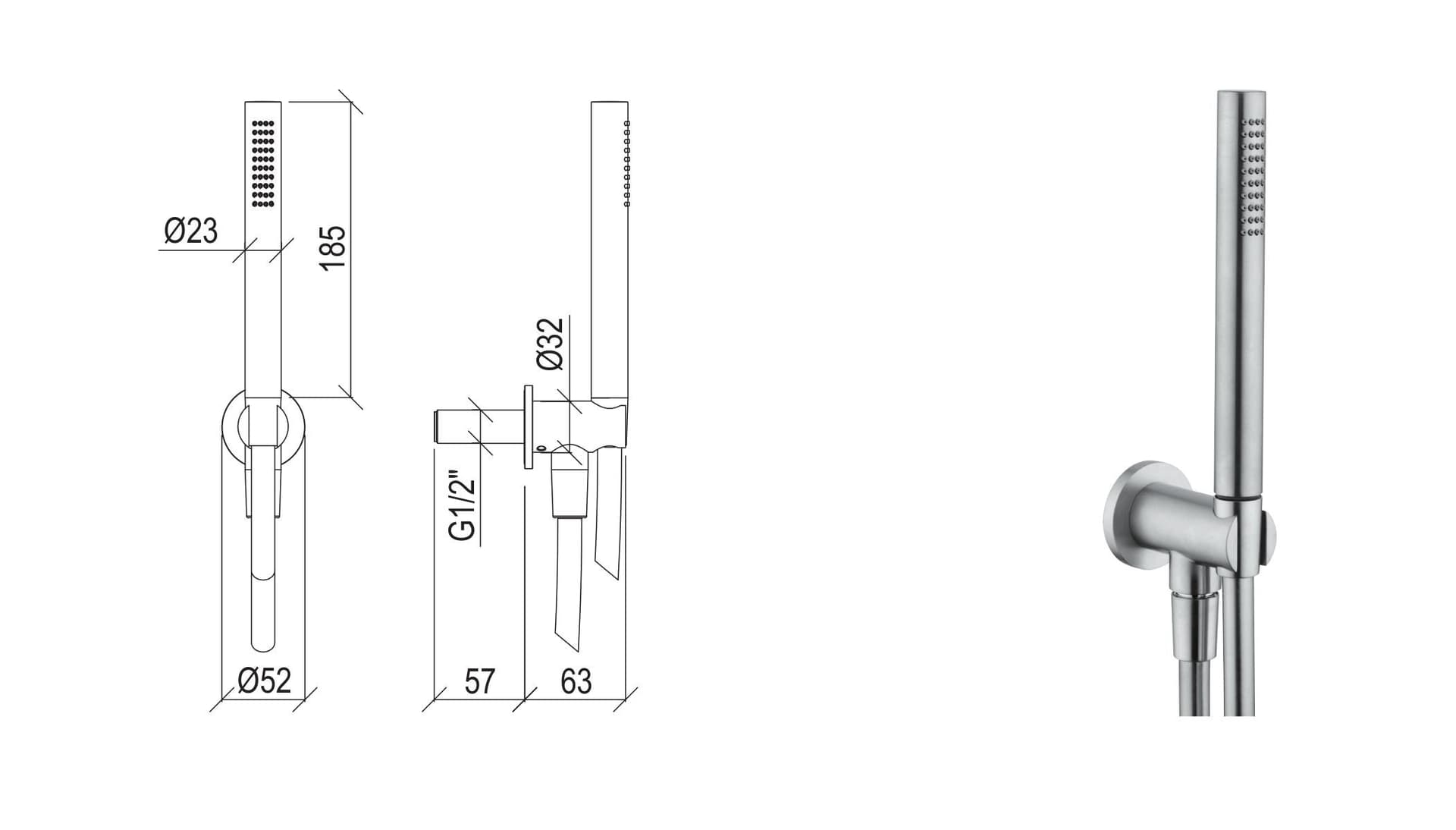 Set doccia in acciaio inox 316L con doccetta anticalcare di Tubico Tevere - 2