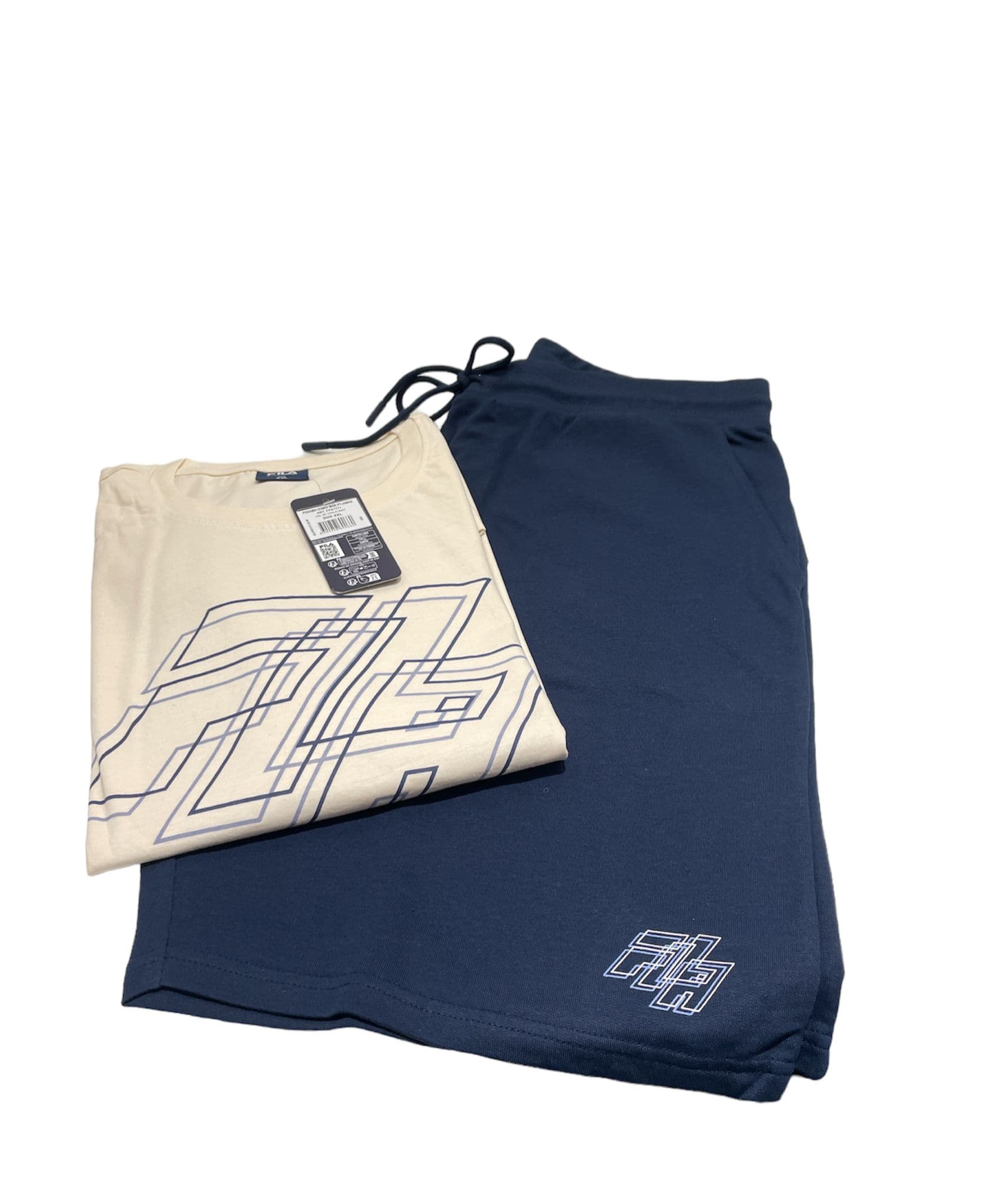 Pigiama uomo mezza manica e pantalone corto 100% cotone – Fila 1177 – XXL – tessuto