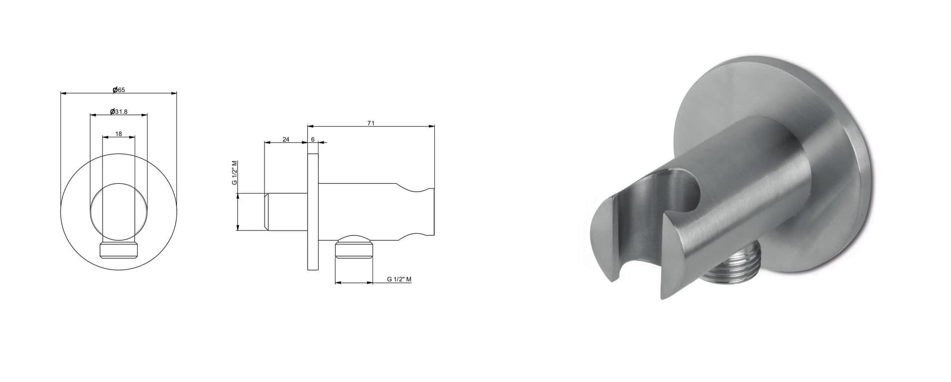 Presa d’acqua con supporto doccetta in acciaio inox di Tubico Nilo - 2
