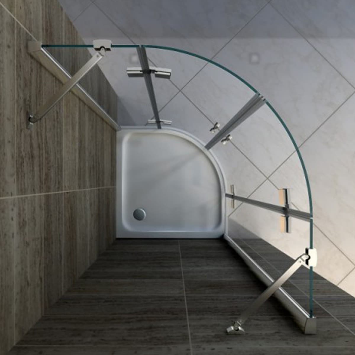 Box Doccia Semicircolare doppia porta Battente trasparente 8mm PURA - 6