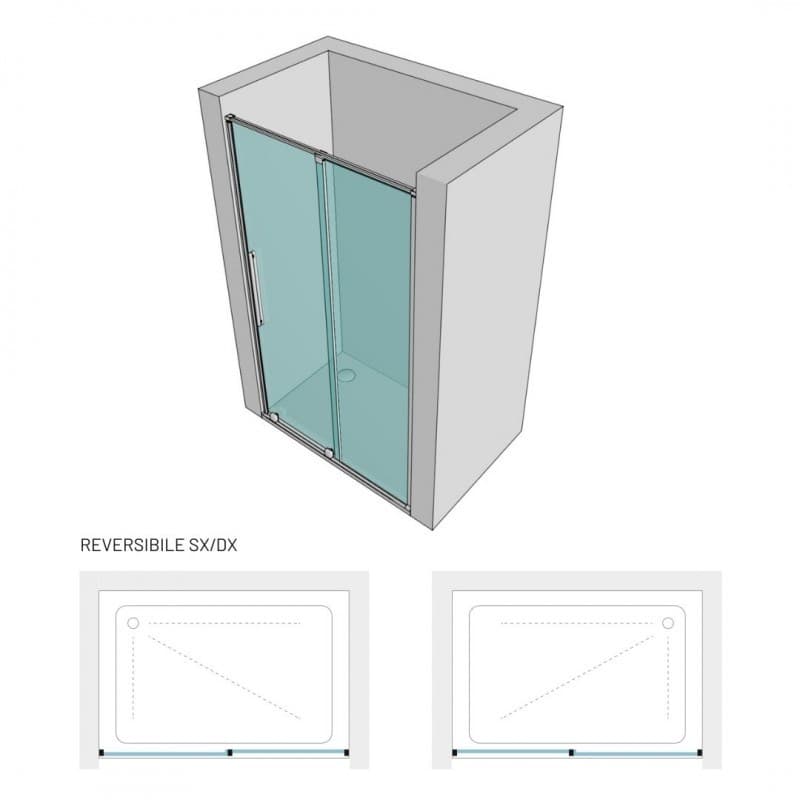 Porta Doccia Scorrevole Trasparente Anticalcare 8mm H200cm FILANTA ONE - 6