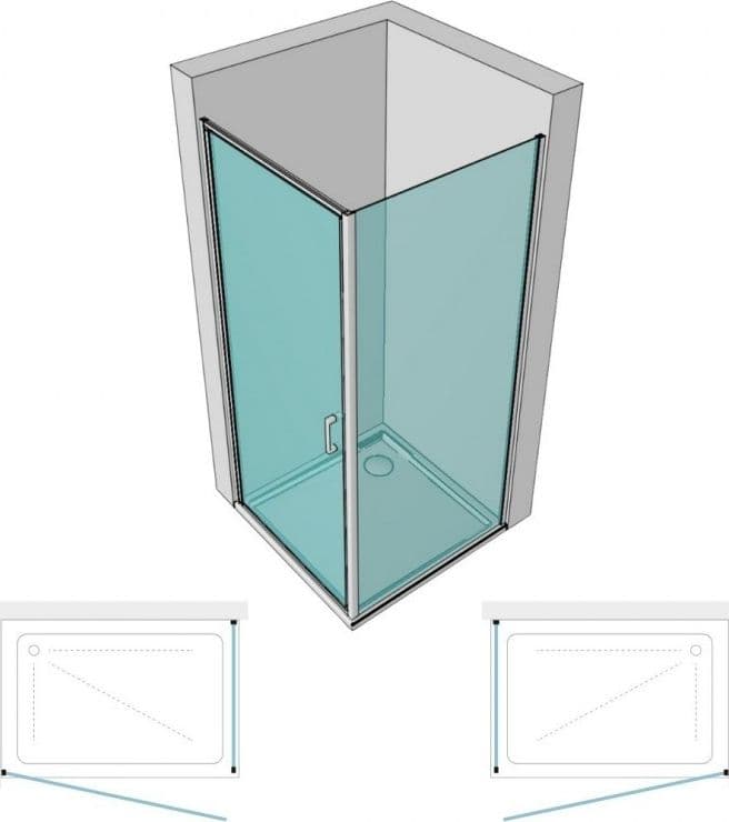 Box doccia 2 lati battente cristallo trasparente 6mm profilo nero EUTHALIA – 80x70 – Morini – vetro