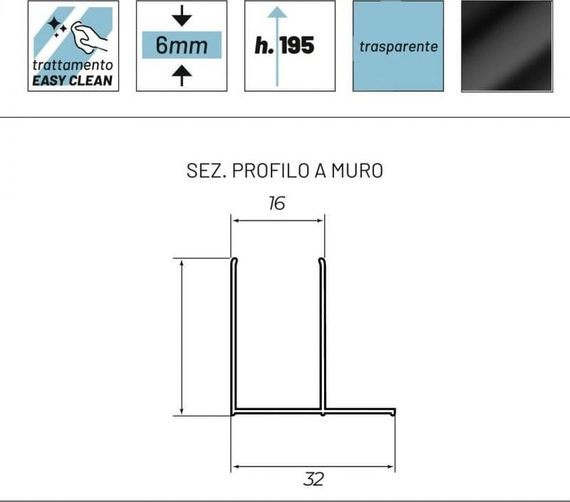 Box doccia 2 lati battente cristallo trasparente 6mm profilo nero EUTHALIA - 4
