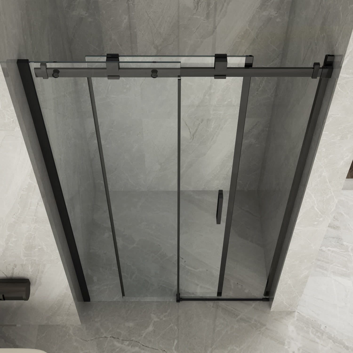 Porta-Doccia-scorrevole-trasparente-8mm-da-120cm-con-profilo-nero-h195-STAR