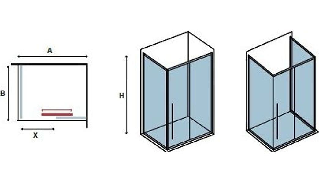 Box doccia 2 lati a libro trasparente 6mm H200 S 7 cromo – 60x60 – Karag – vetro