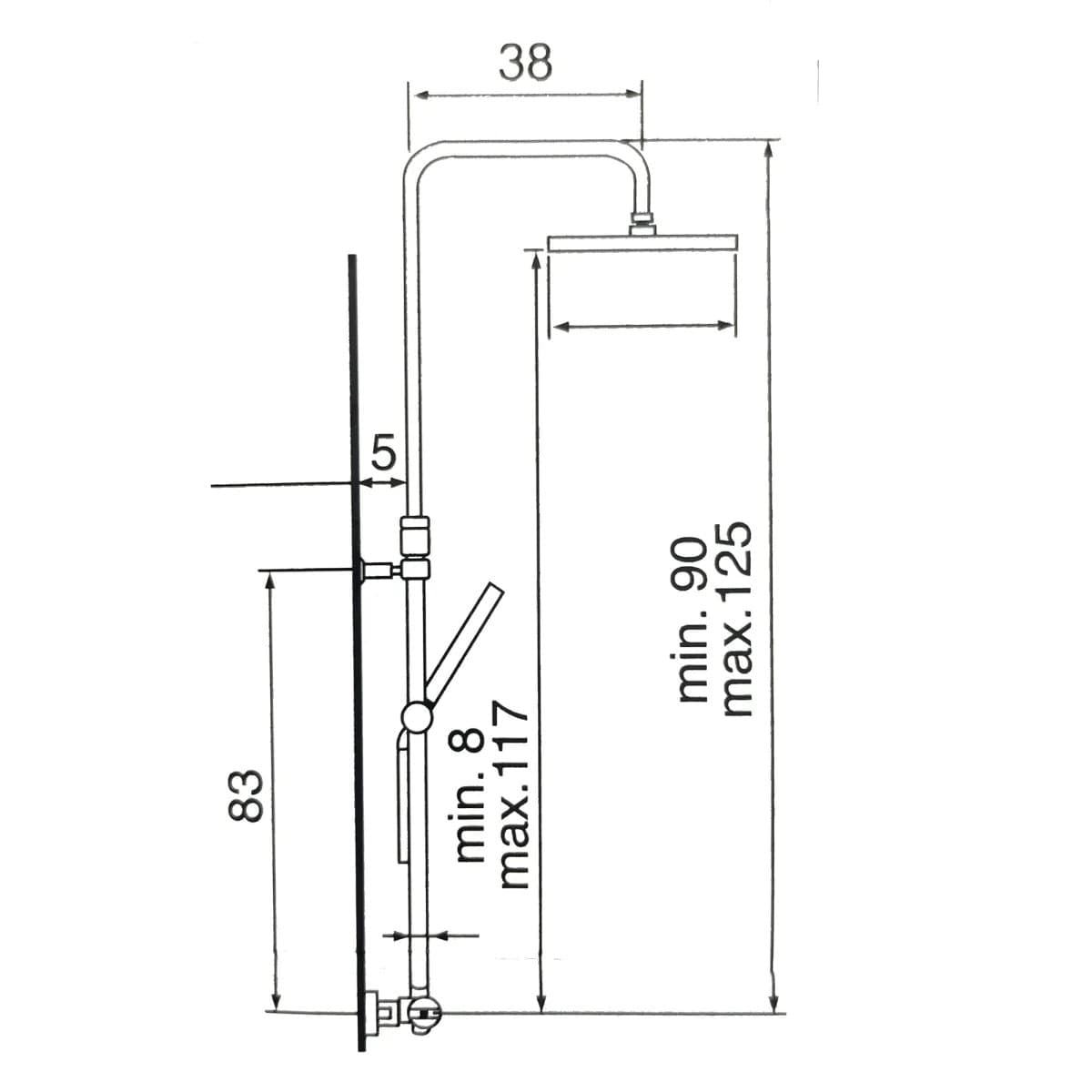 Colonna Doccia Termostatica cromata con soffione Quadrato 20cm - 3