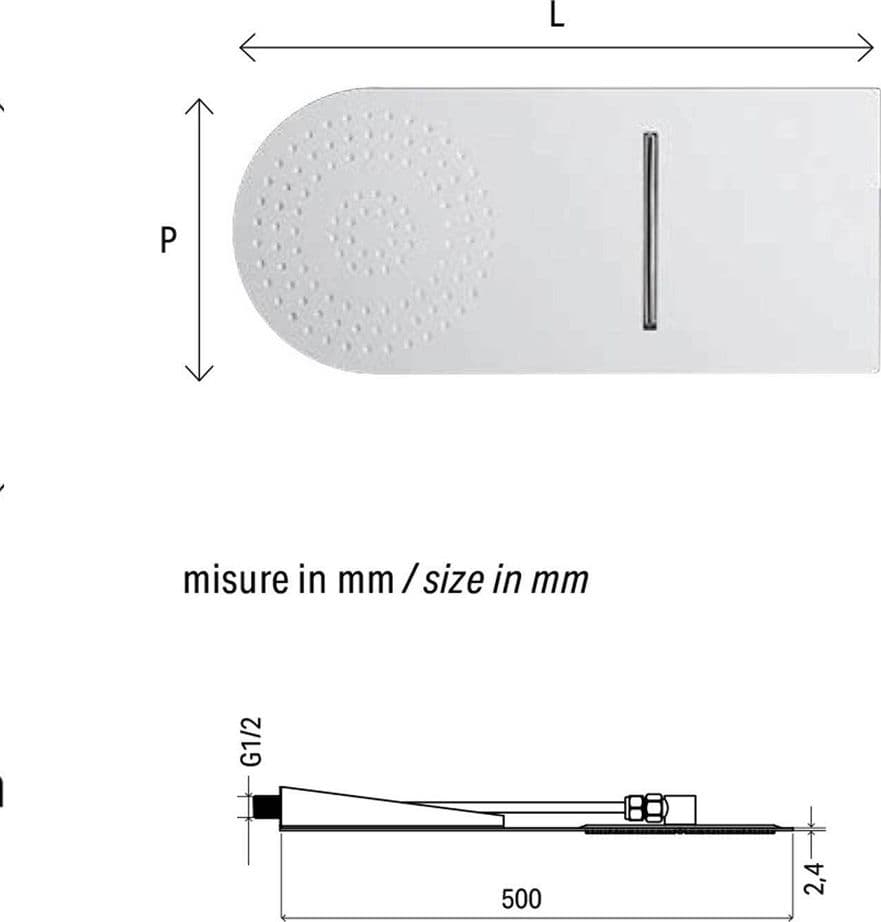 Soffione Doccia Cascata design circolare con installazione a muro 50x20 - 3
