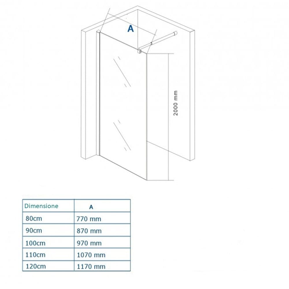 Parete Doccia Walkin fascia centrale Satinata Anticalcare 8mm H200 Supreme - 5