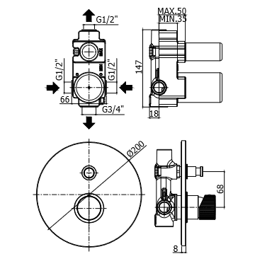 Miscelatore Doccia incasso 2 uscite Jo di Paffoni - 2