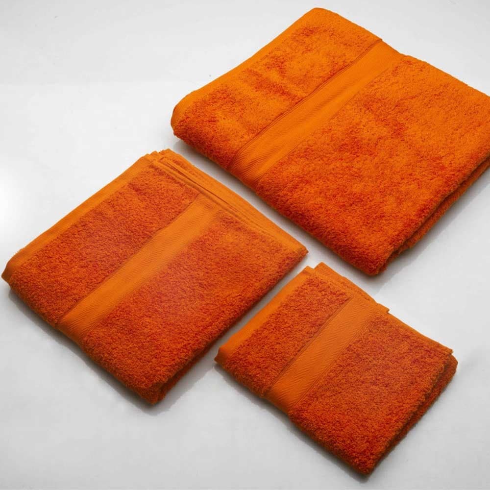 Set di Asciugamani per il bagno in cotone di colore arancio - 2