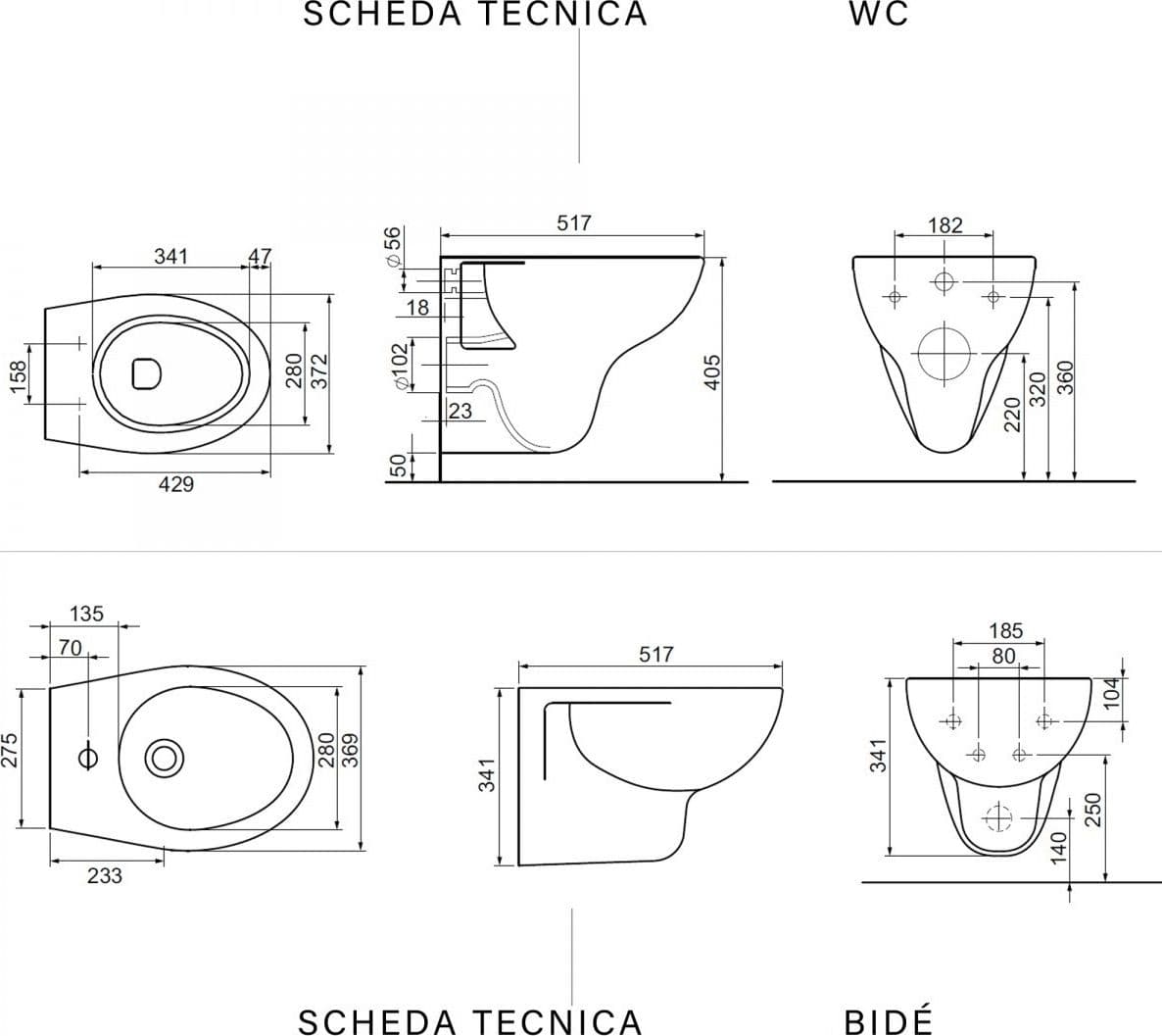 Sanitari Sospesi Filo Muro in ceramica bianca con copri vaso frizionato Sky - 5