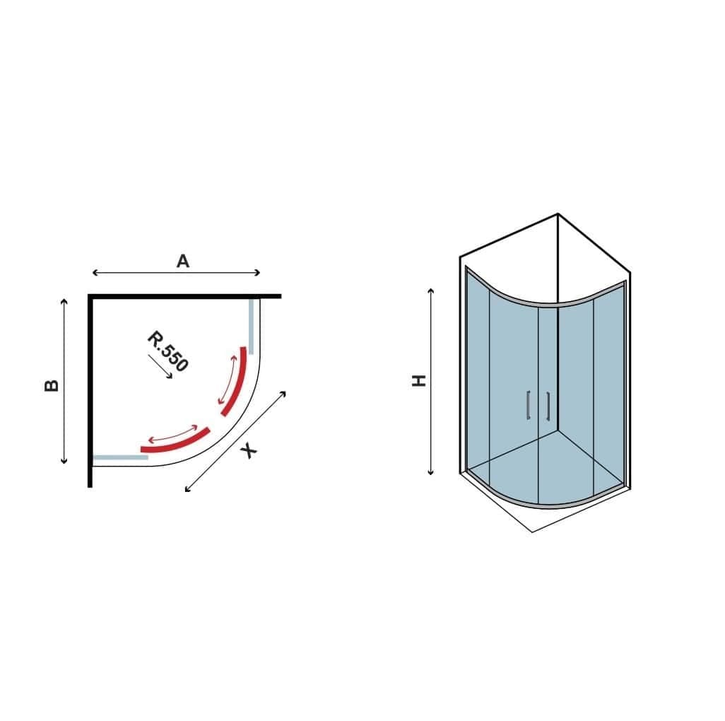 Box Doccia Semicircolare doppia anta scorrevole Trasparente Anticalcare 8mm H200 ELYSIUM - 3