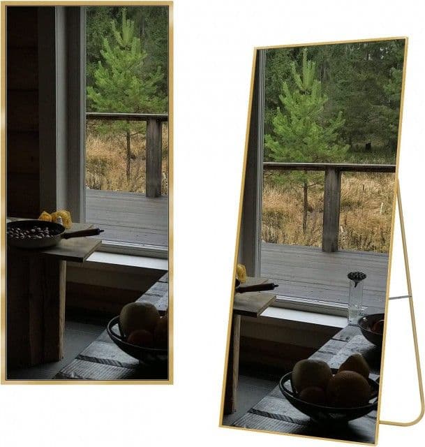 Specchio rettangolare da appoggio o sospeso con profilo oro o nero 165x55,8 cm - 8