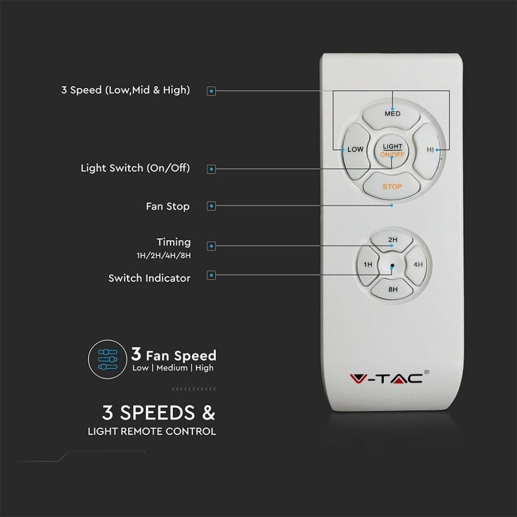 VENTILATORE DA SOFFITTO 60W CON LAMPADA LED 15W 3IN1 CAMBIA COLORE E TELECOMANDO - 7