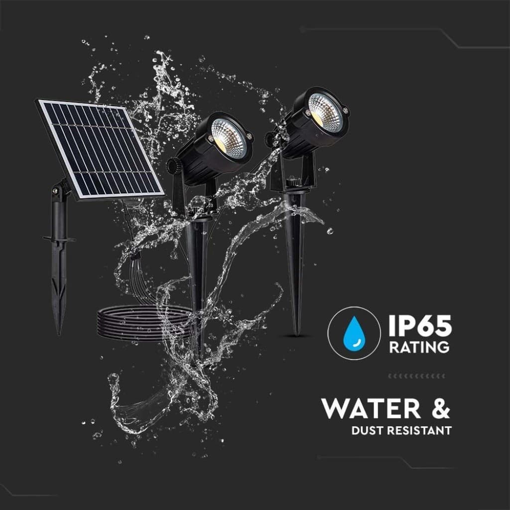 2 LAMPADE LED COB DA GIARDINO 2X1,2W IP65 DA INTERRAMENTO CON PANNELLO SOLARE COLORE NERO - 6
