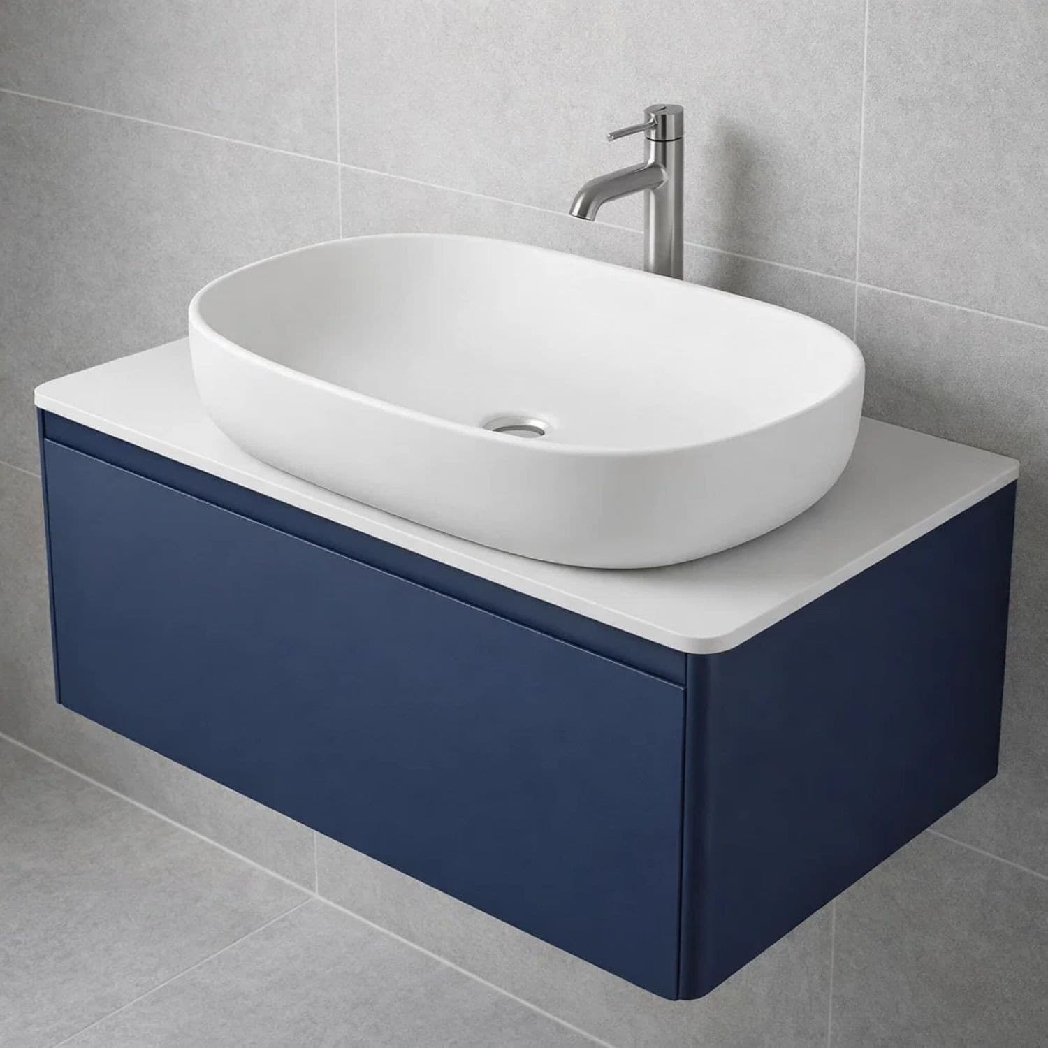 Lavabo Da Appoggio Ceramica Bianco Ovale Arredo Bagno Lavandino 60x40x15 Cm - 7