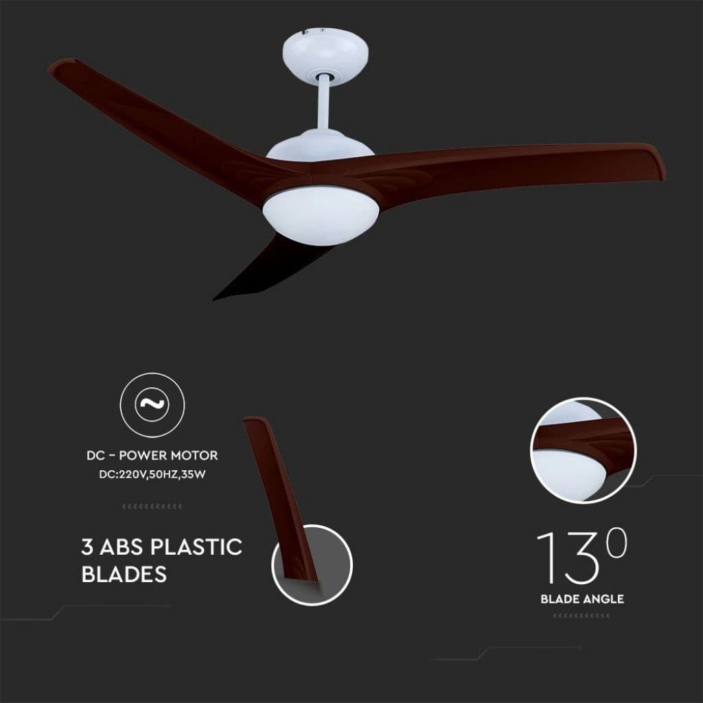 VENTILATORE DA SOFFITTO 35W CON LAMPADA LED 15W 3IN1 CAMBIA COLORE E TELECOMANDO 3 PALE MARRONU - 8