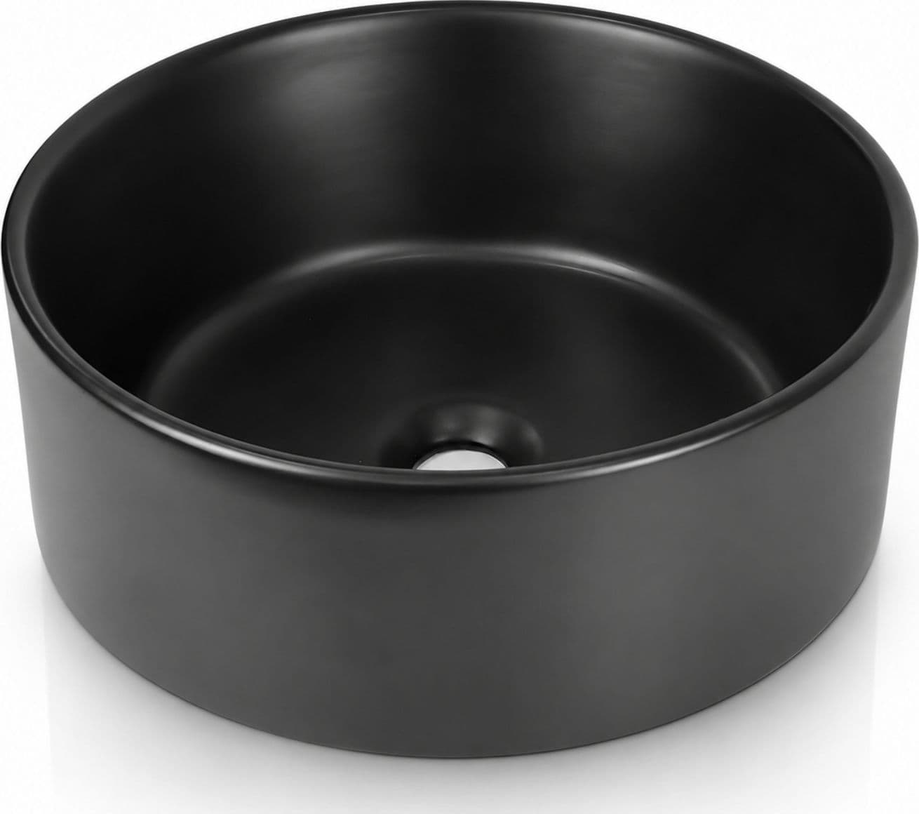 Lavabo Tondo In Ceramica Nera Opaca Per Bagno - 3