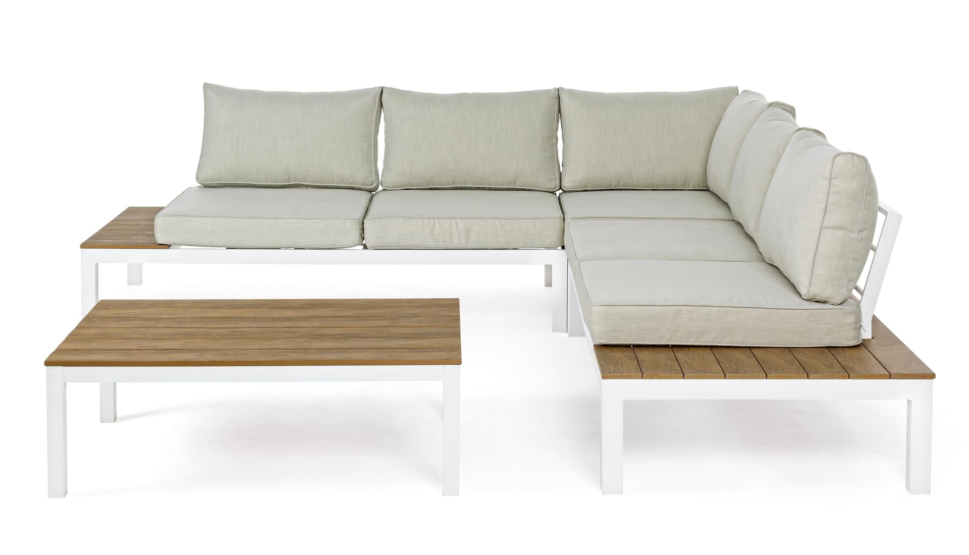 Salottino angolare da giardino "Kubik" in alluminio antiruggine e polywood per giardino e veranda in Set di mobili Decor Space - Altamura, commercioVirtuoso.it