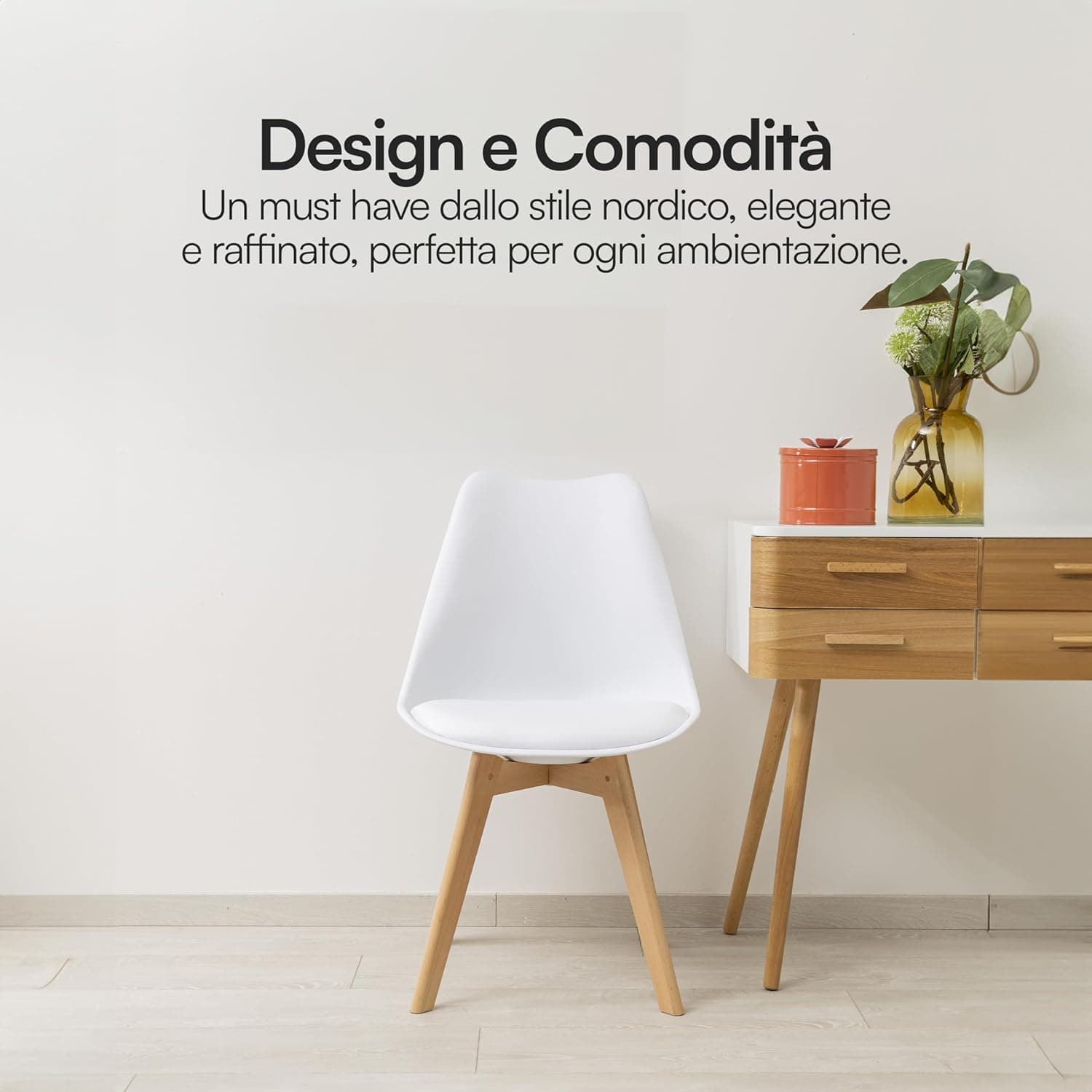 Sedia in Polipropilene Norvegia con gambe in legno e cuscino da interno in Sedie Decor Space - Altamura, commercioVirtuoso.it