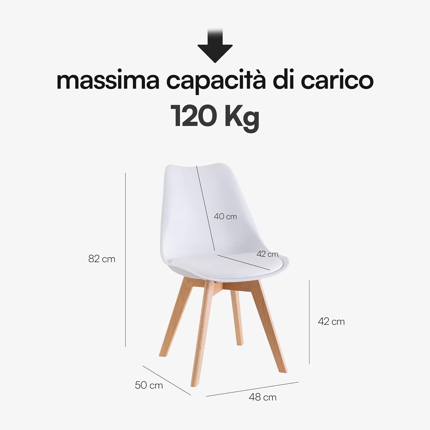 Sedia in Polipropilene Norvegia con gambe in legno e cuscino da interno in Sedie Decor Space - Altamura, commercioVirtuoso.it
