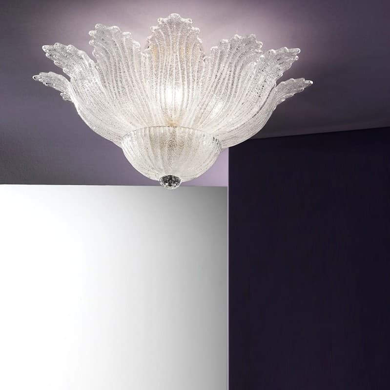 Plafoniera classica Due P illuminazione 2519 PLP E14 LED vetro graniglia lampada soffitto - 9