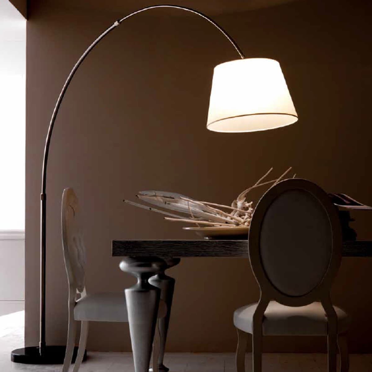 Piantana arco Illuminando BOING G E27 LED telescopica base marmo paralume - 9